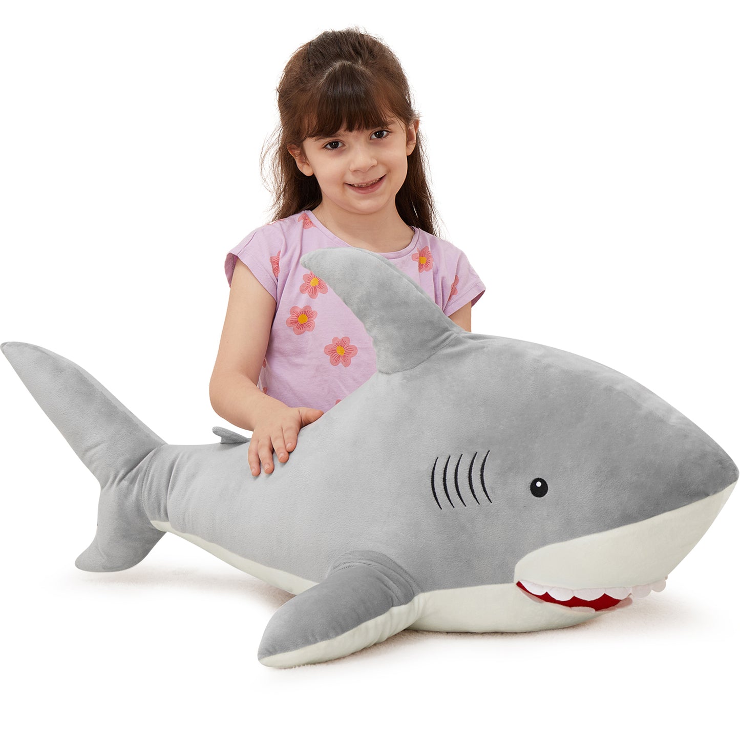 Shark Plush Toys Ocean Stuffed Animals, Pink/Blue/Grey, 39 Inches