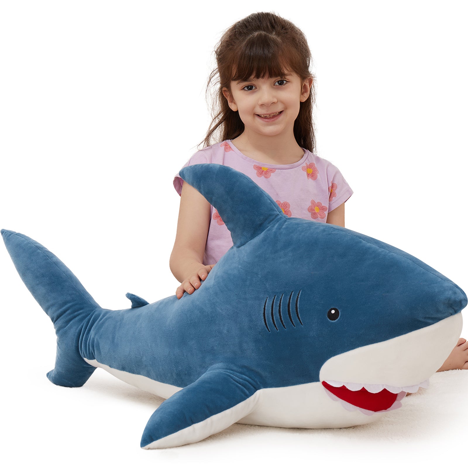 Shark Plush Toys Ocean Stuffed Animals, Pink/Blue/Grey, 39 Inches