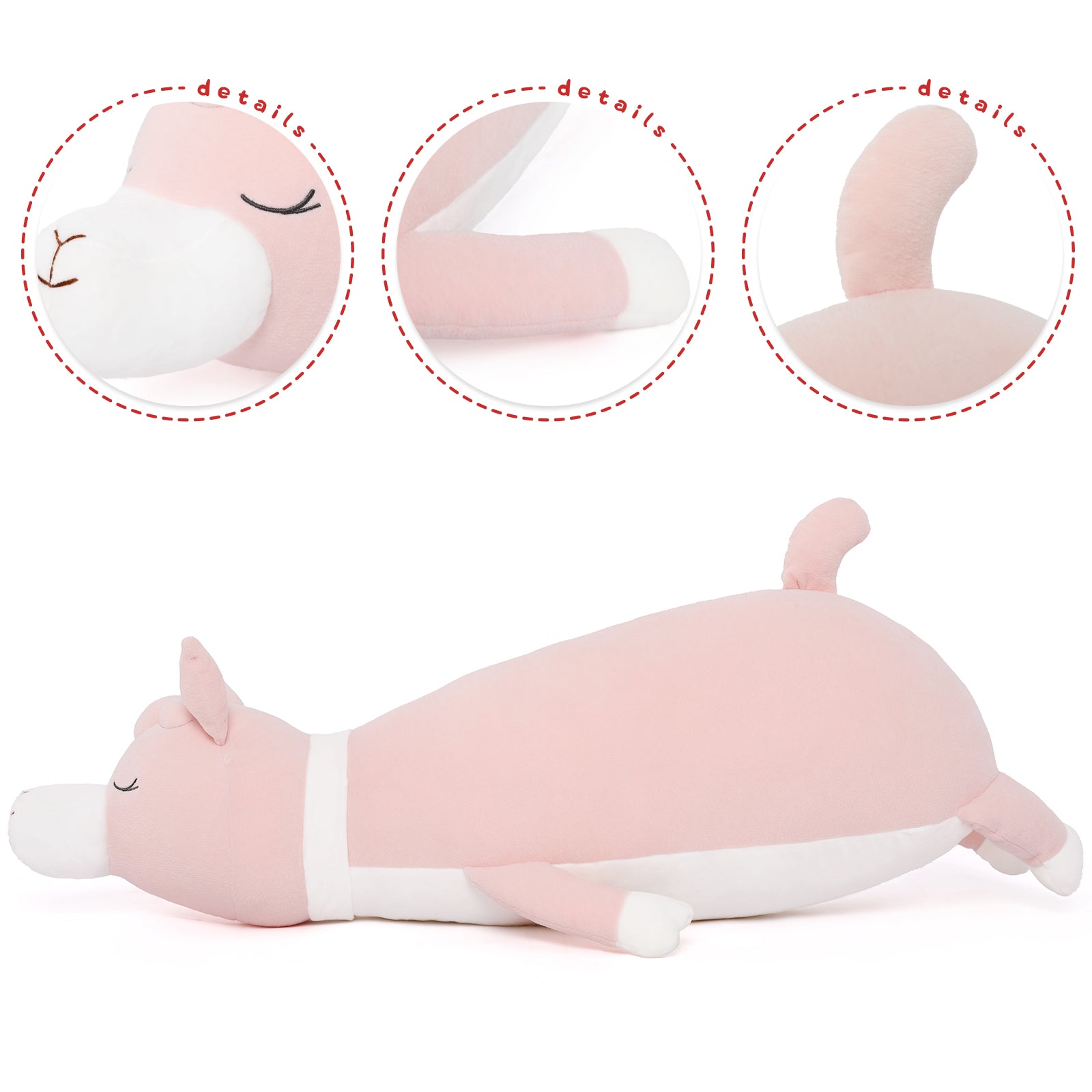 Jouet en peluche mouton, gris/rose, 35,4 pouces