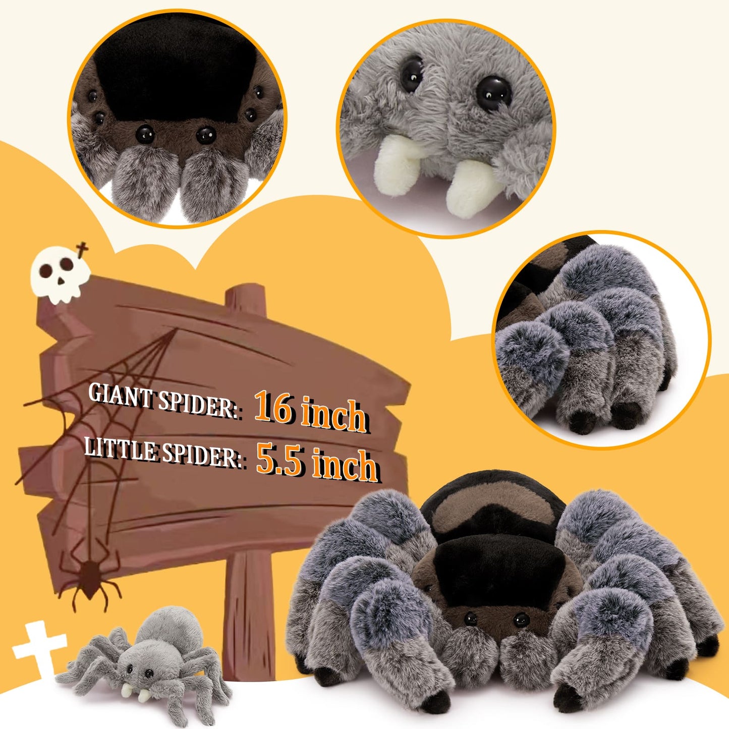 Simulation Spider Stuffed Animals, 15.75 Inches