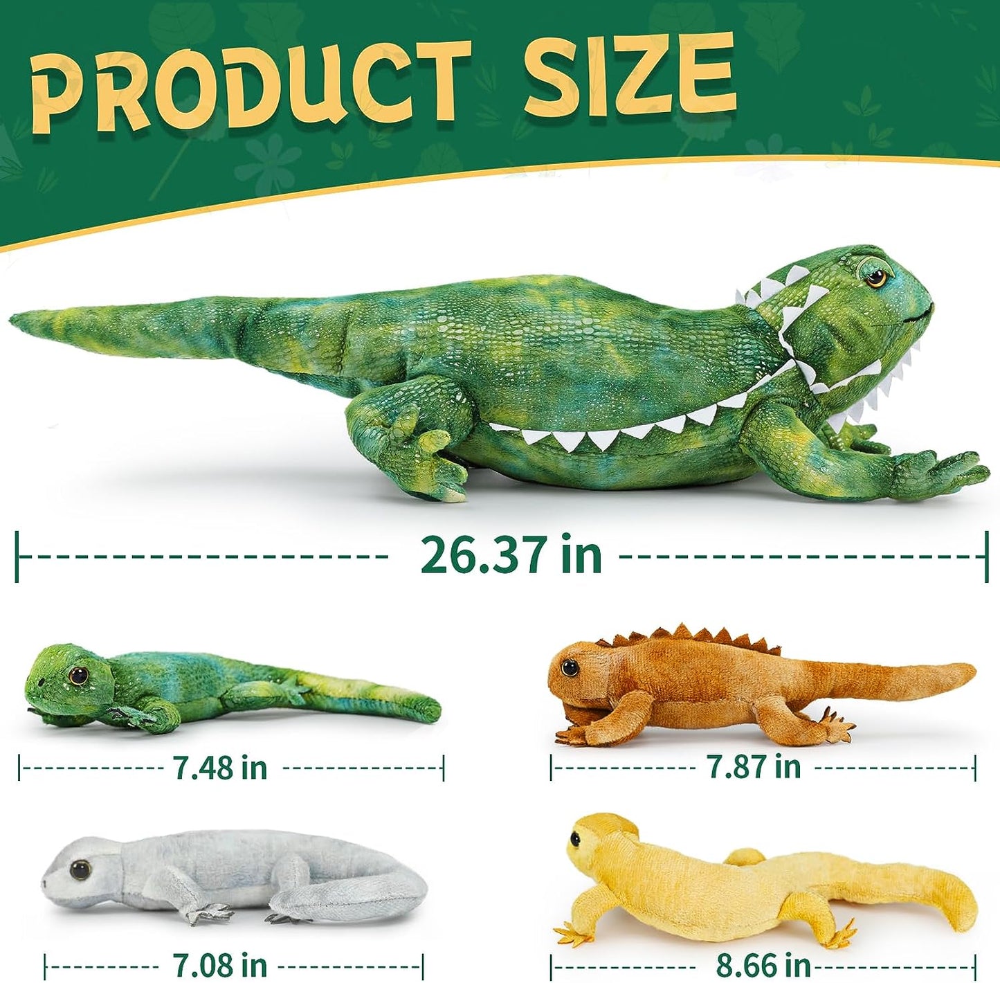 Big Lizard Plush Toys - 5 Pcs Realistic Chameleon Stuffed Animals - Cool Lifelike Bearded Dragon Plush Dolls - Stuffed Animal Lizard Babies with Their Mom - Chameleon Soft Toys - Gifts for Boys Girls