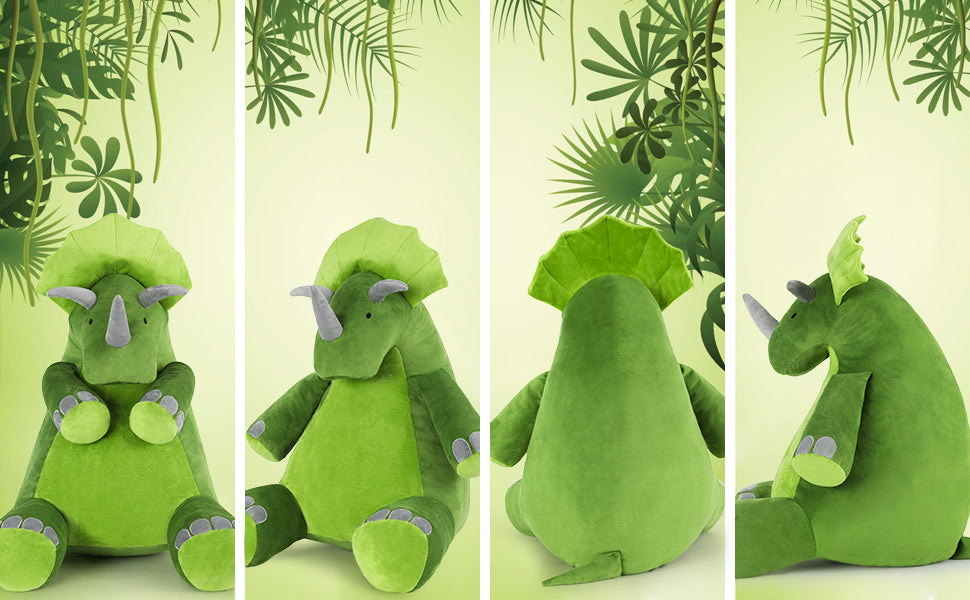 Sitting Dinosaur Stuffed Animal Toy, Green, 27 Inches
