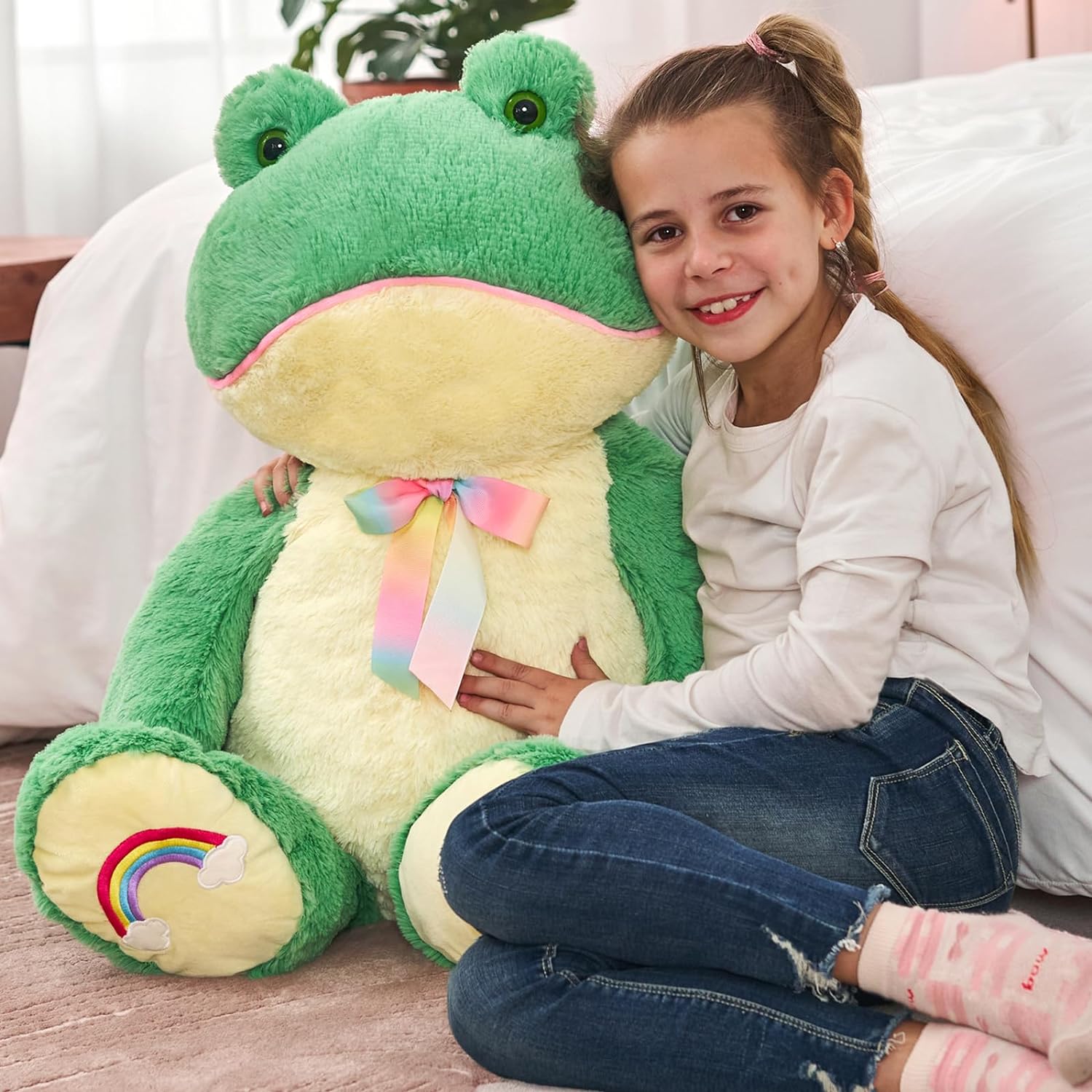 Jouet en peluche grenouille assise, 26,8 pouces