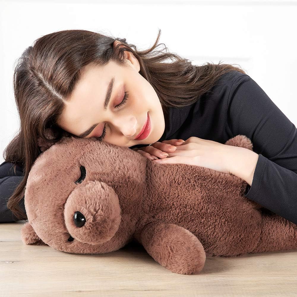 Sleeping Bear Plush Toy, Multicolor, 20 Inches