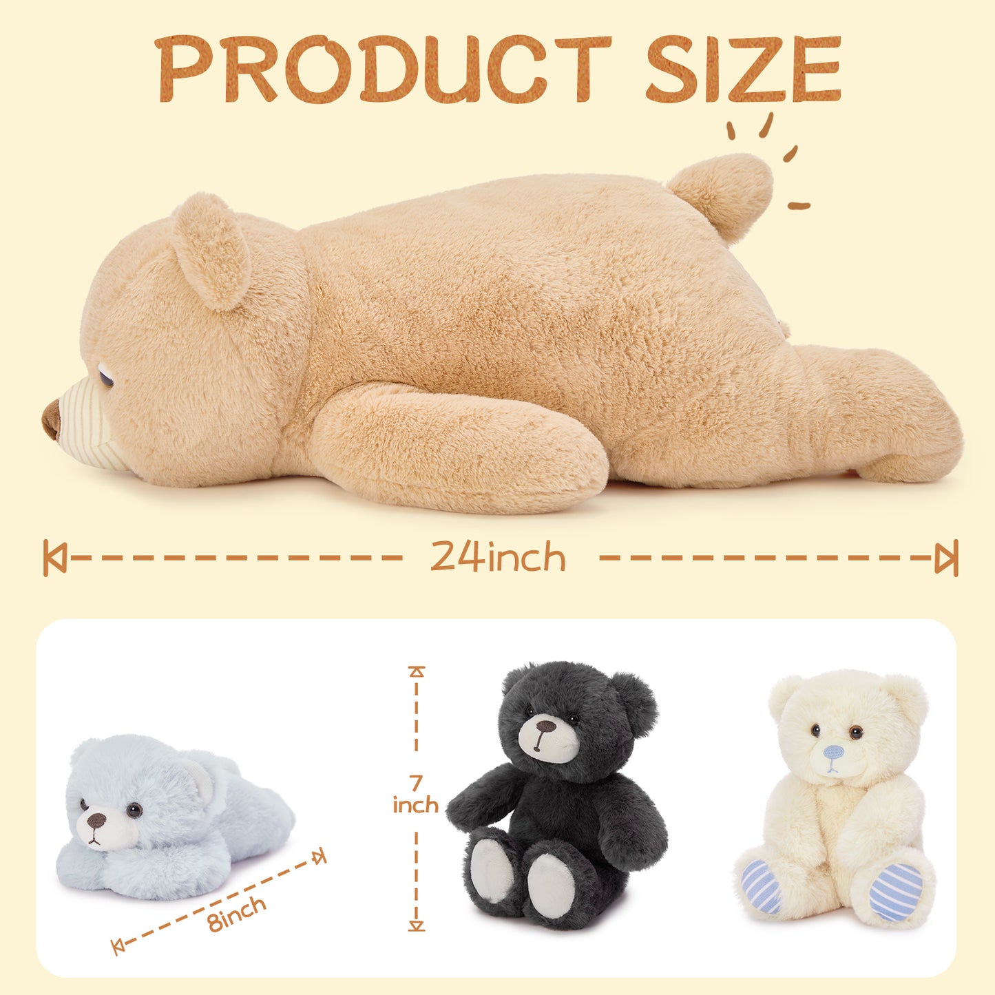 Sleepyhead Teddy Bear Stuffed Animals, Light Brown, 24 Inches