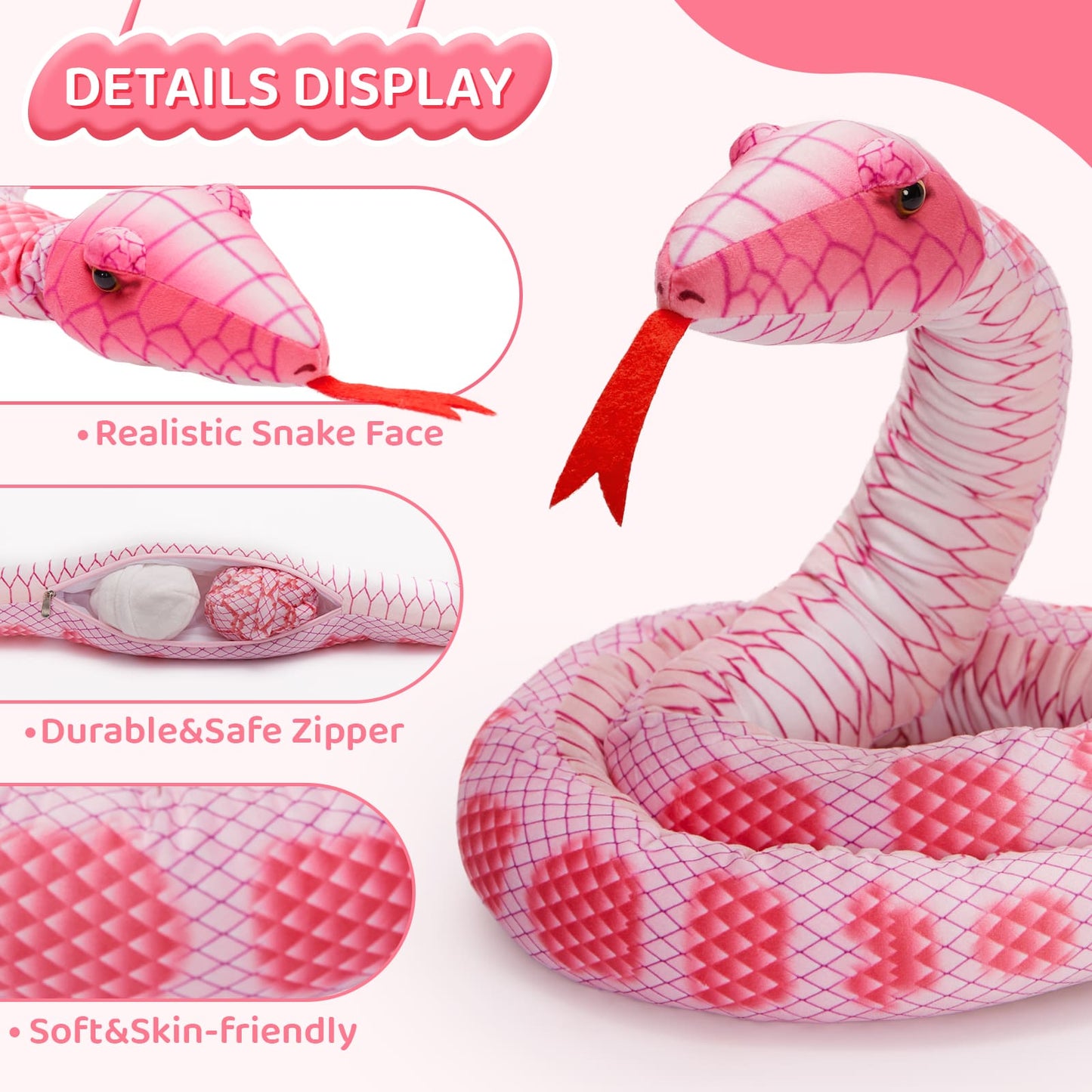 Realistic Snake Stuffed Animals - Lifelike Boa Plush Toys - Simulation Python Plush Dolls - Stuffed Snake with Mini Snake and Snake Eggs - Stuffed Animal Snake Babies with Their Mom - Stuffed Animals with Babies in the Belly - Cool Halloween Christmas Birthday Gift for Boys Girls