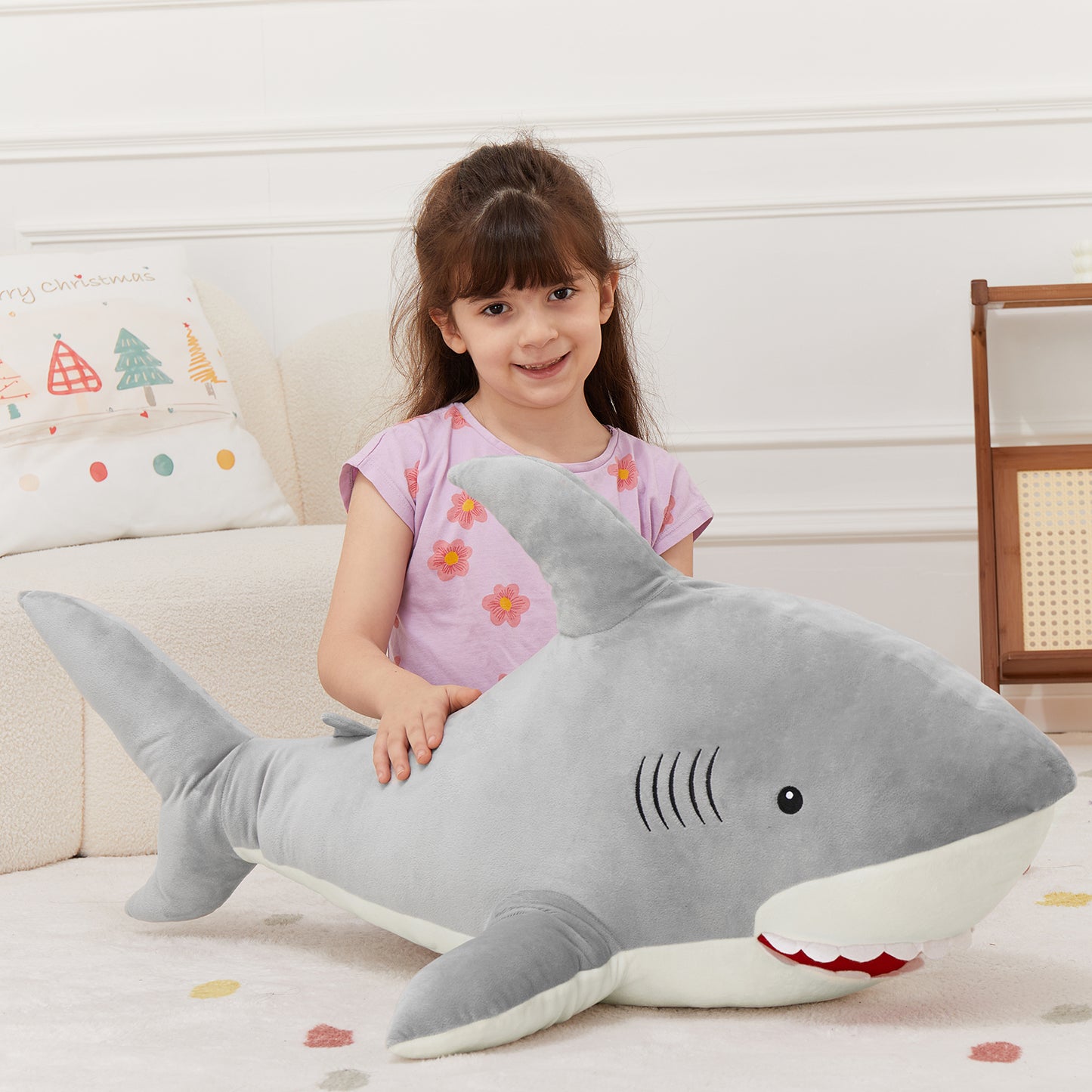 Shark Plush Toys Ocean Stuffed Animals, Pink/Blue/Grey, 39 Inches