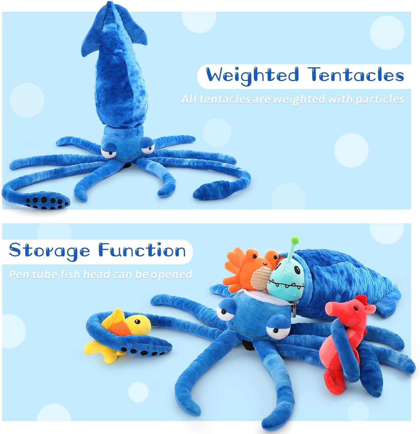 Squid Plush Toys Ocean Stuffed Animals, 41.3 Inches