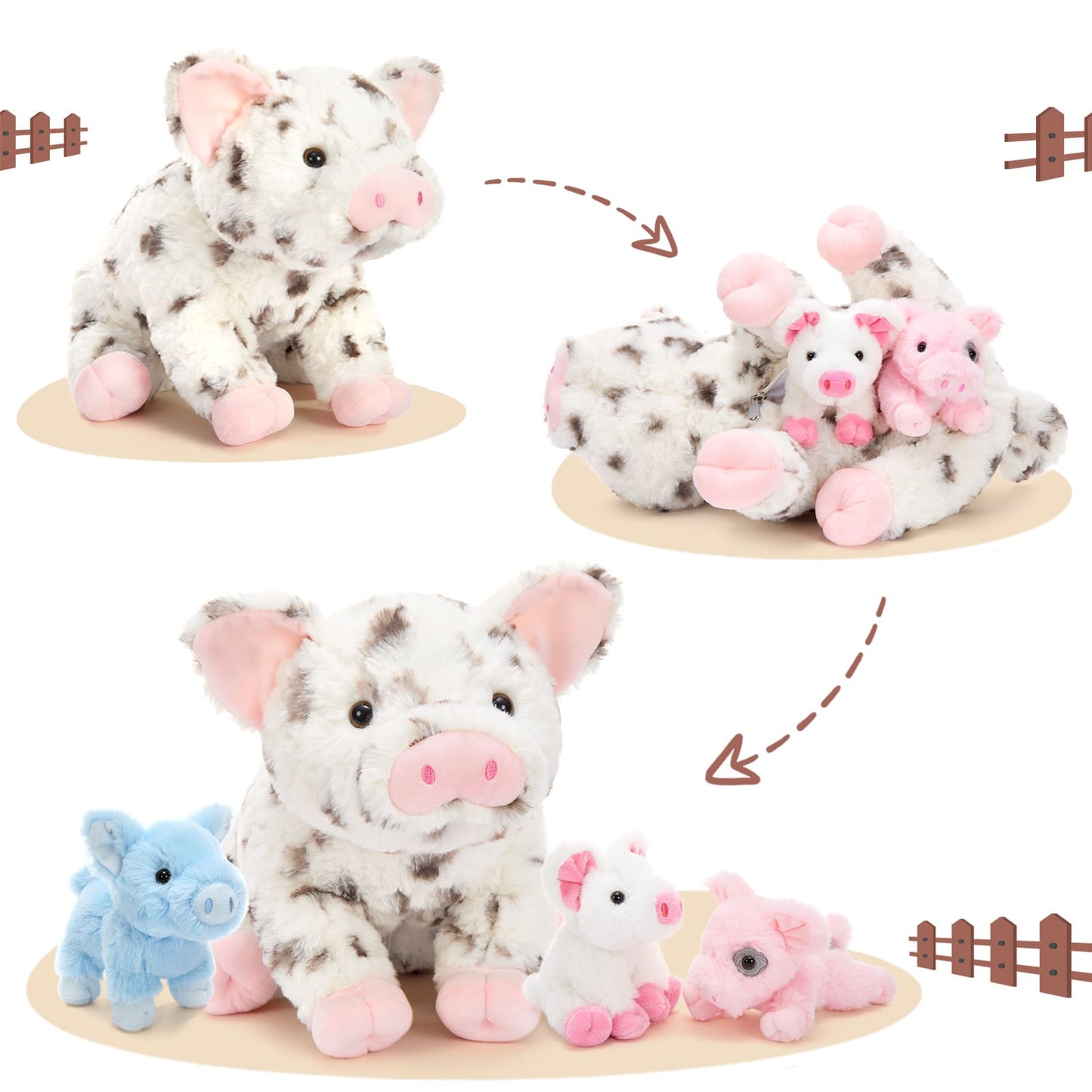 Pig Stuffed Animals with Babies Inside the Belly