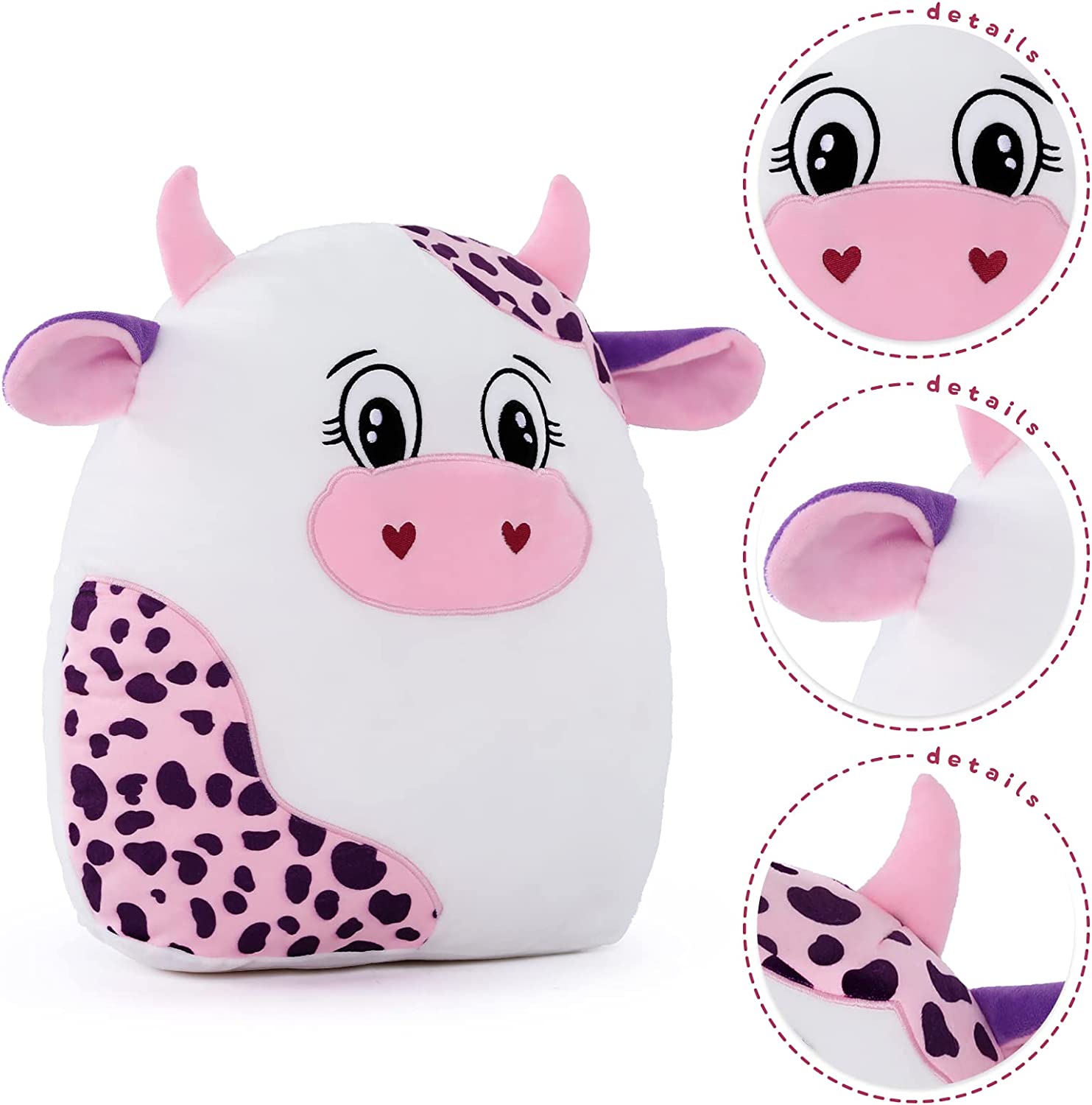 Coussin en peluche en forme de vache, 14 pouces