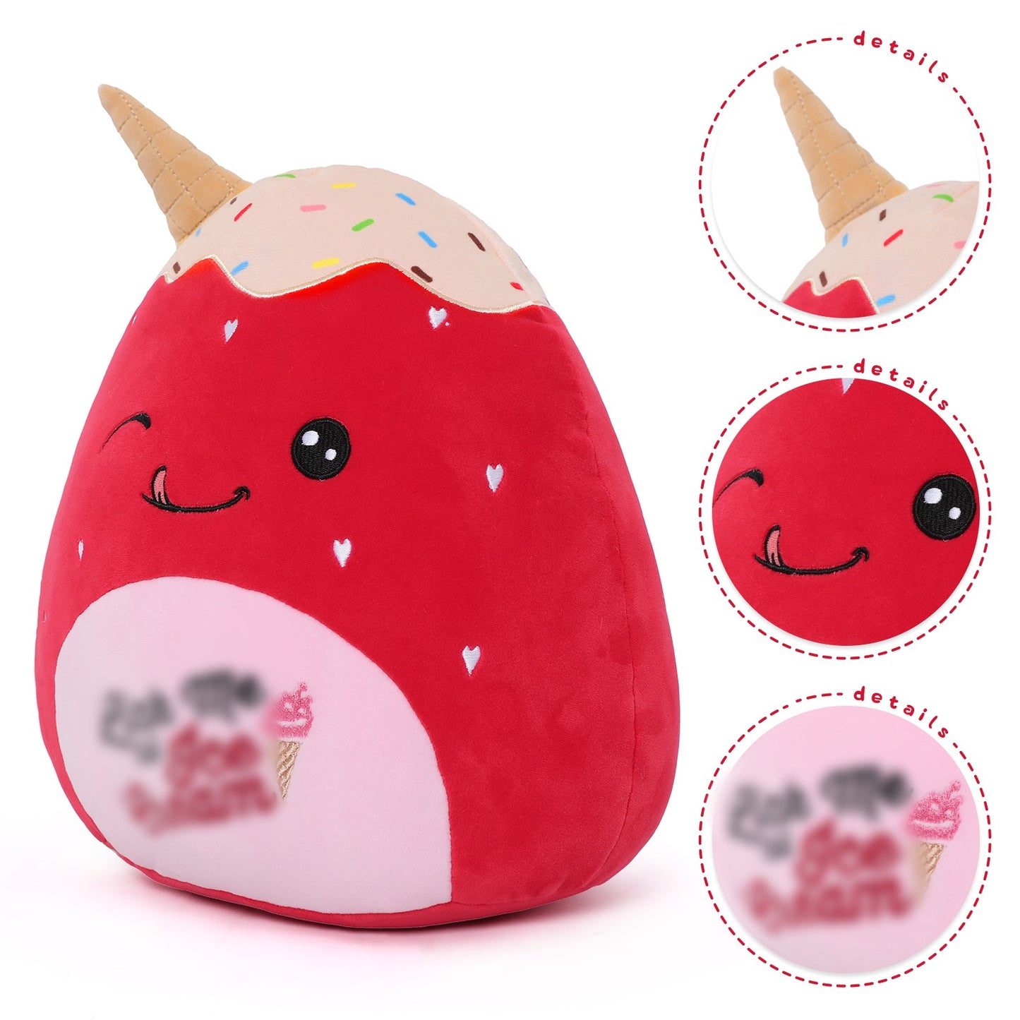 MorisMos Cartoon Plush Pillow - Ice Cream Strawberry Throw Pillow, 11.8 Inches - Cute Strawberry Plush Toys - Free Shipping