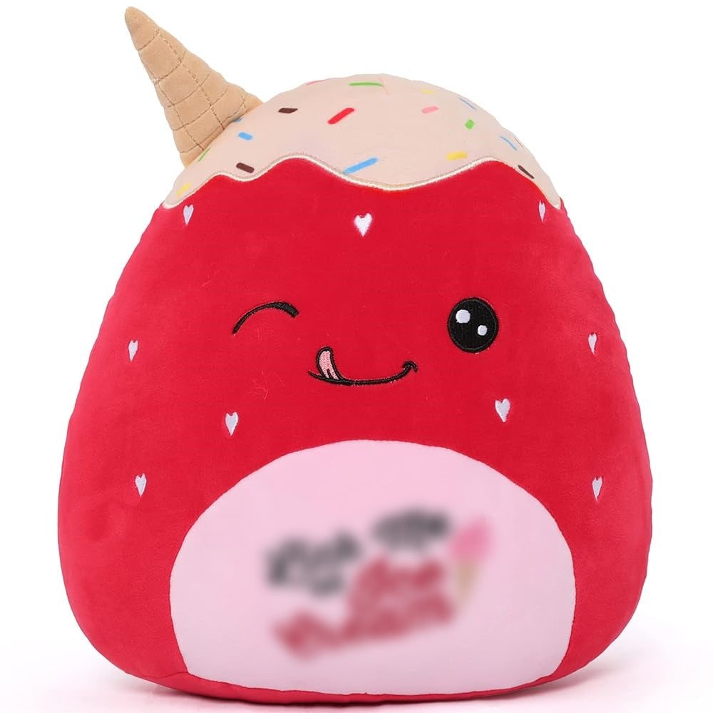 MorisMos Cartoon Plush Pillow - Ice Cream Strawberry Throw Pillow, 11.8 Inches - Cute Strawberry Plush Toys - Free Shipping