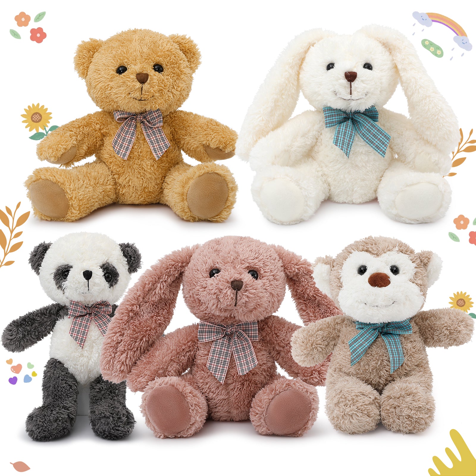 Monkey/Rabbit/Bunny/Teddy Bear Stuffed Animals Bulk, 13 Inches