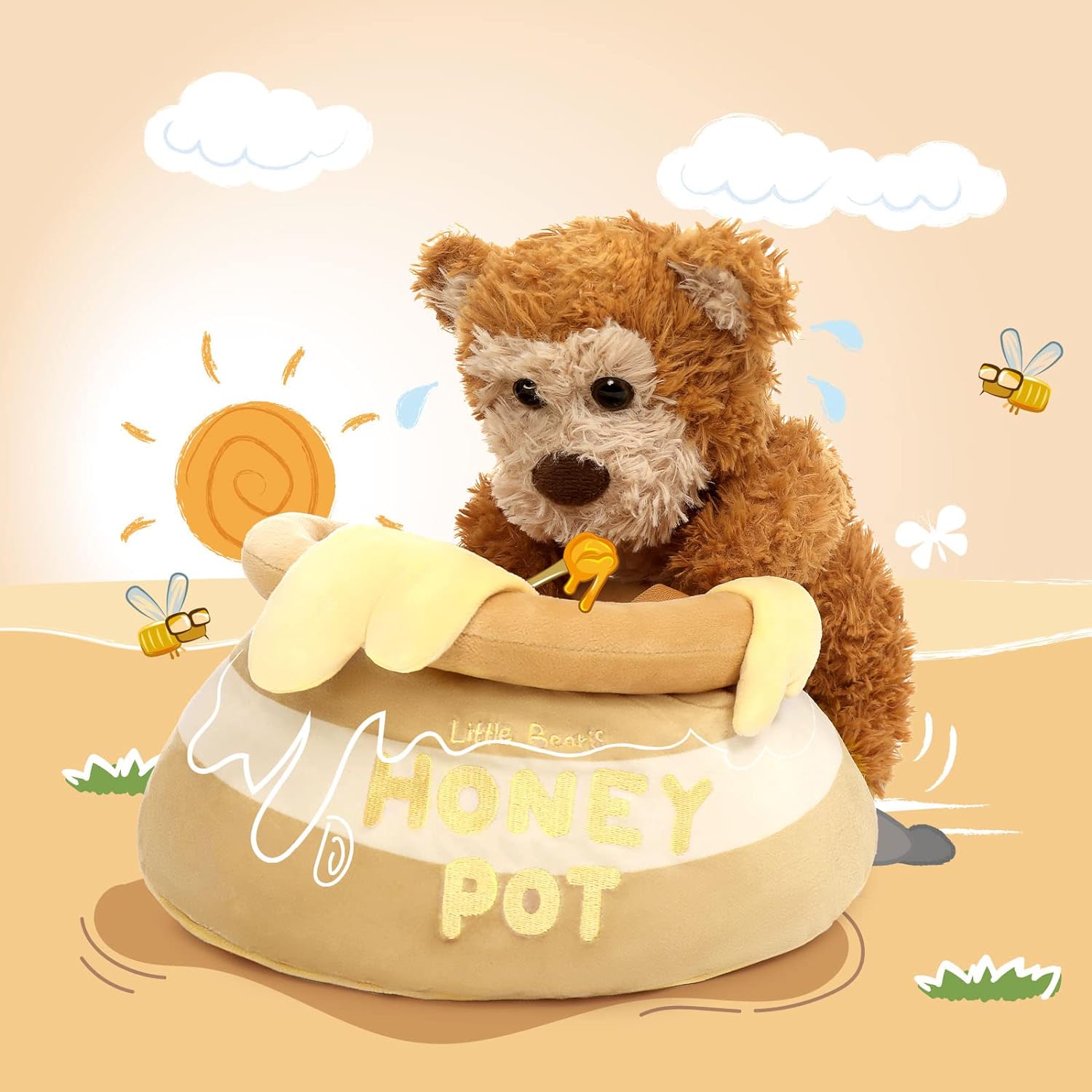 Teddybär und Honigtopf-Plüschspielzeug-Set