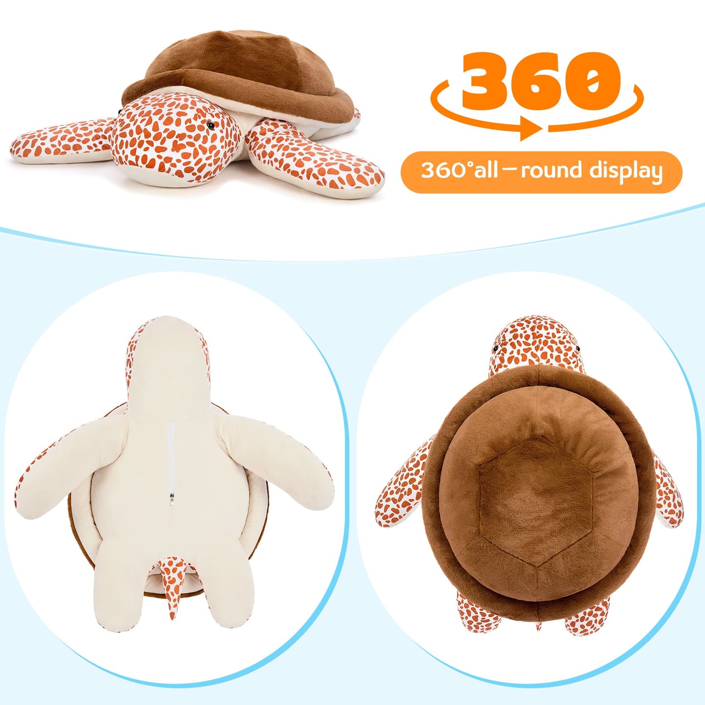 Brown Stuffed Turtle Toys - Large Turtle Plush Toys - 30 Inches Plush Turtle Toys - Large Turtle Plush Pillows - Ocean Animal Plushies - Free Shipping Now