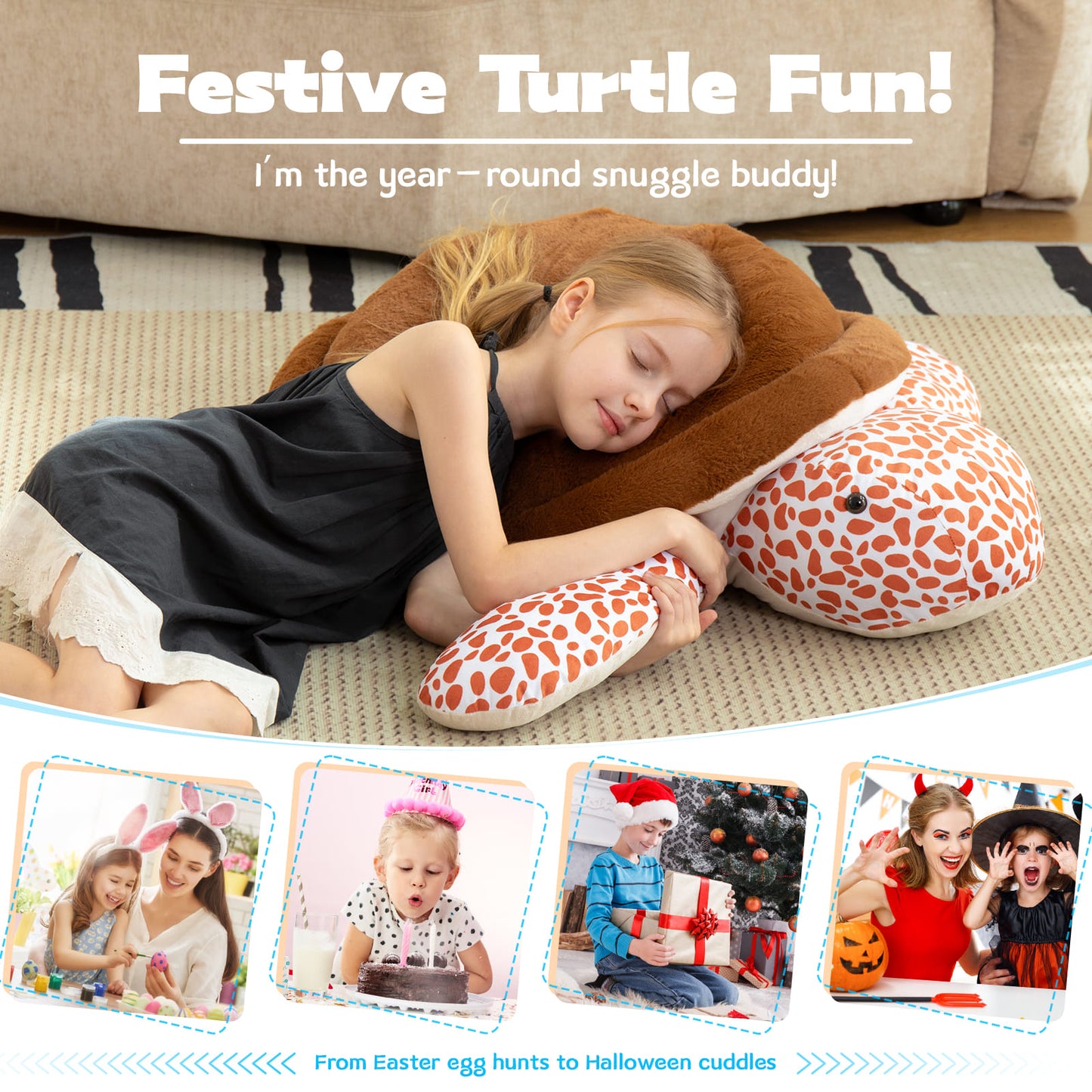 Brown Stuffed Turtle Toys - Large Turtle Plush Toys - 30 Inches Plush Turtle Toys - Large Turtle Plush Pillows - Ocean Animal Plushies - Free Shipping Now