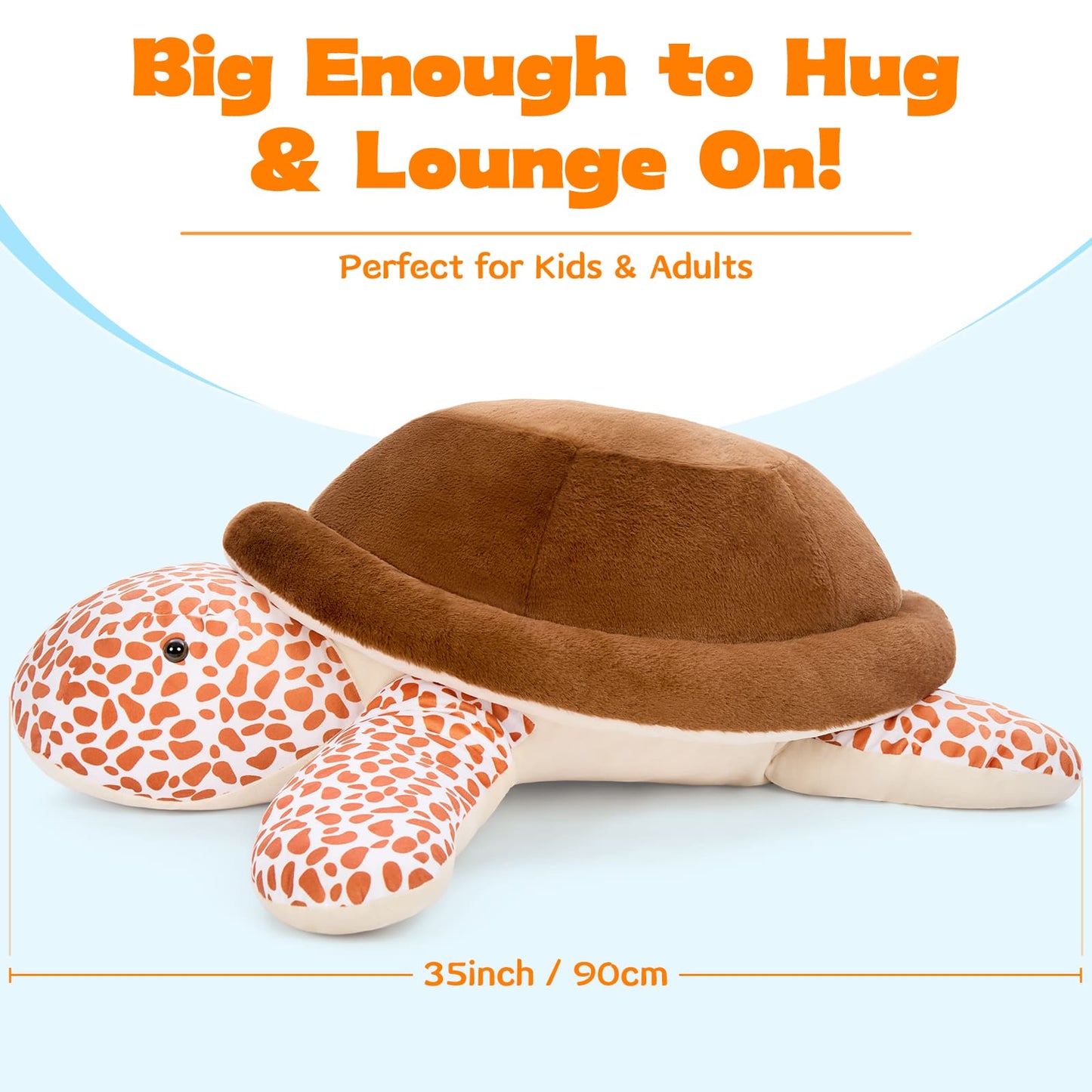 Brown Stuffed Turtle Toys - Large Turtle Plush Toys - 30 Inches Plush Turtle Toys - Large Turtle Plush Pillows - Ocean Animal Plushies - Free Shipping Now