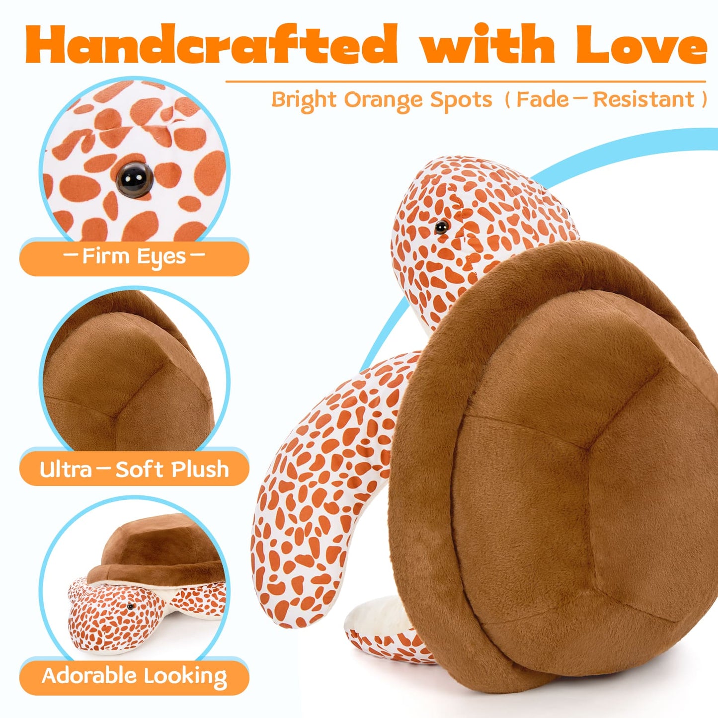 Brown Stuffed Turtle Toys - Large Turtle Plush Toys - 30 Inches Plush Turtle Toys - Large Turtle Plush Pillows - Ocean Animal Plushies - Free Shipping Now
