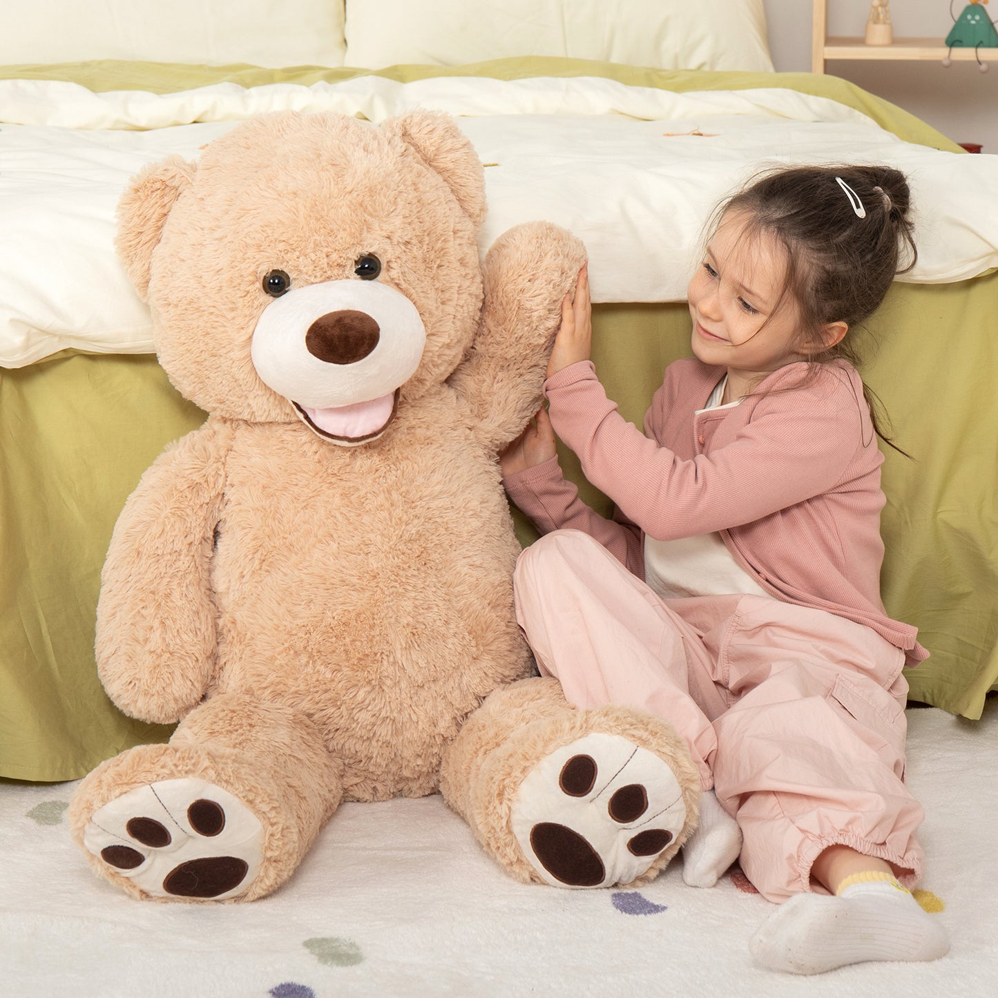 Big Smile Teddy Bear Plush Toy, Light Brown, 39 Inches