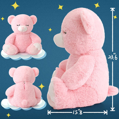 Teddy Bear Stuffed Animal Toy, Pink, 23.6 Inches - MorisMos Plush Toys