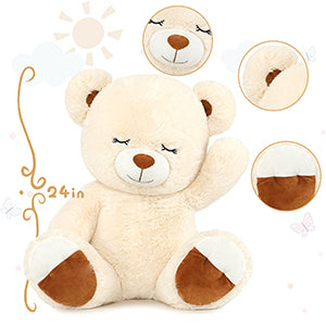 Teddy Bear Stuffed Animal Toy, Beige, 23.6 Inches - MorisMos Plush Toys