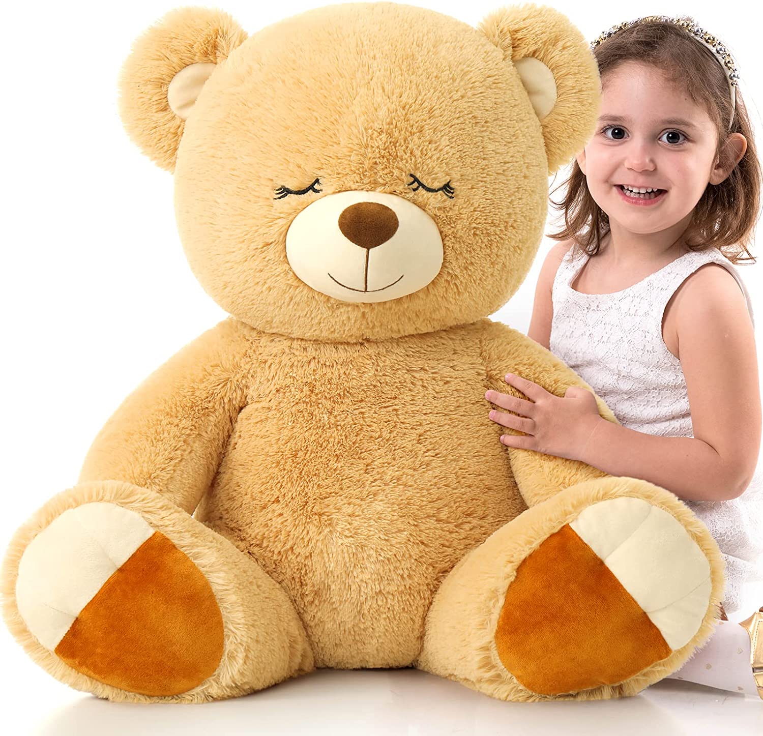 Teddy Bear Stuffed Animal, Pink/Brown, 23.6 Inches