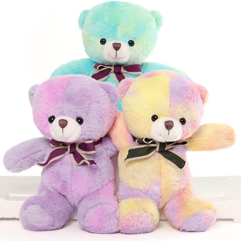 Peluches ours en peluche colorées tie-dye, 12 pouces