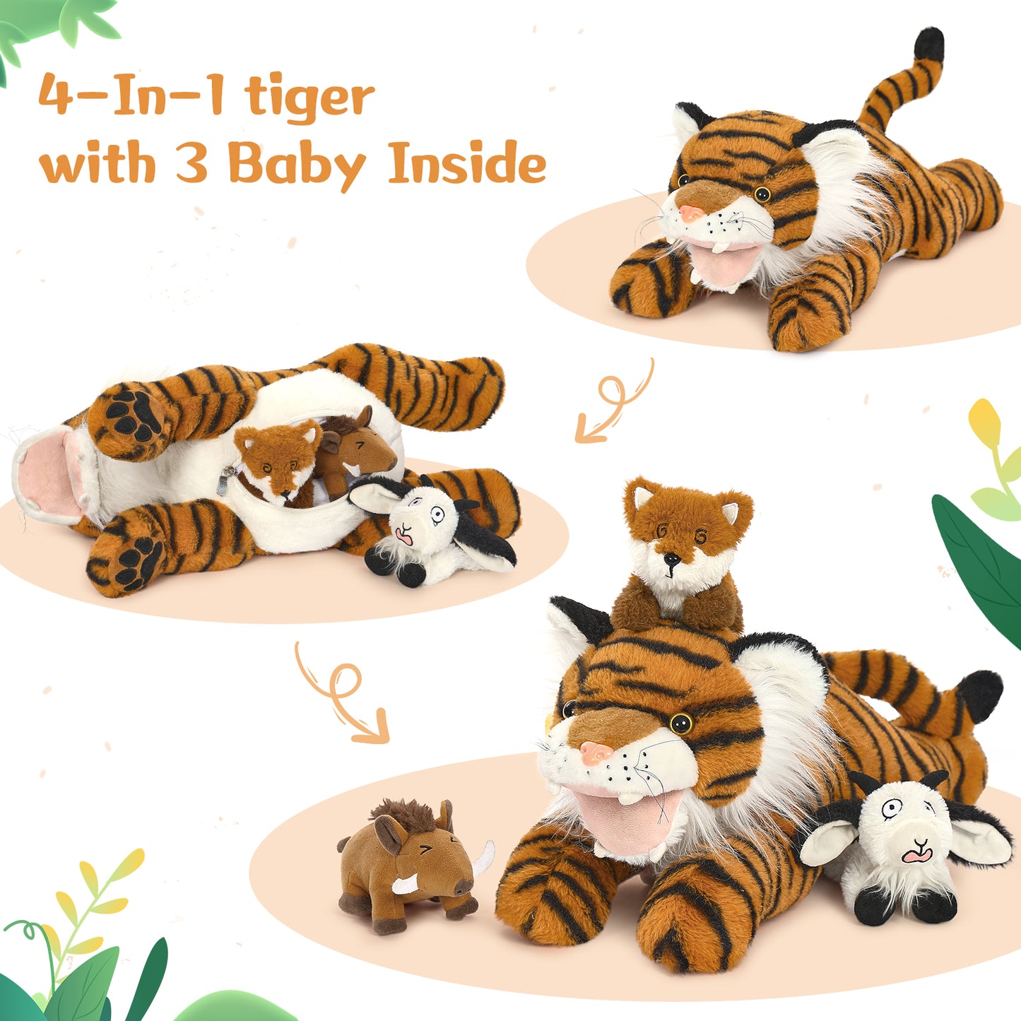 Tiger Plush Toys Jungle Stuffed Animals, 19.6 Inches - MorisMos Stuffed Animals - Free Shipping