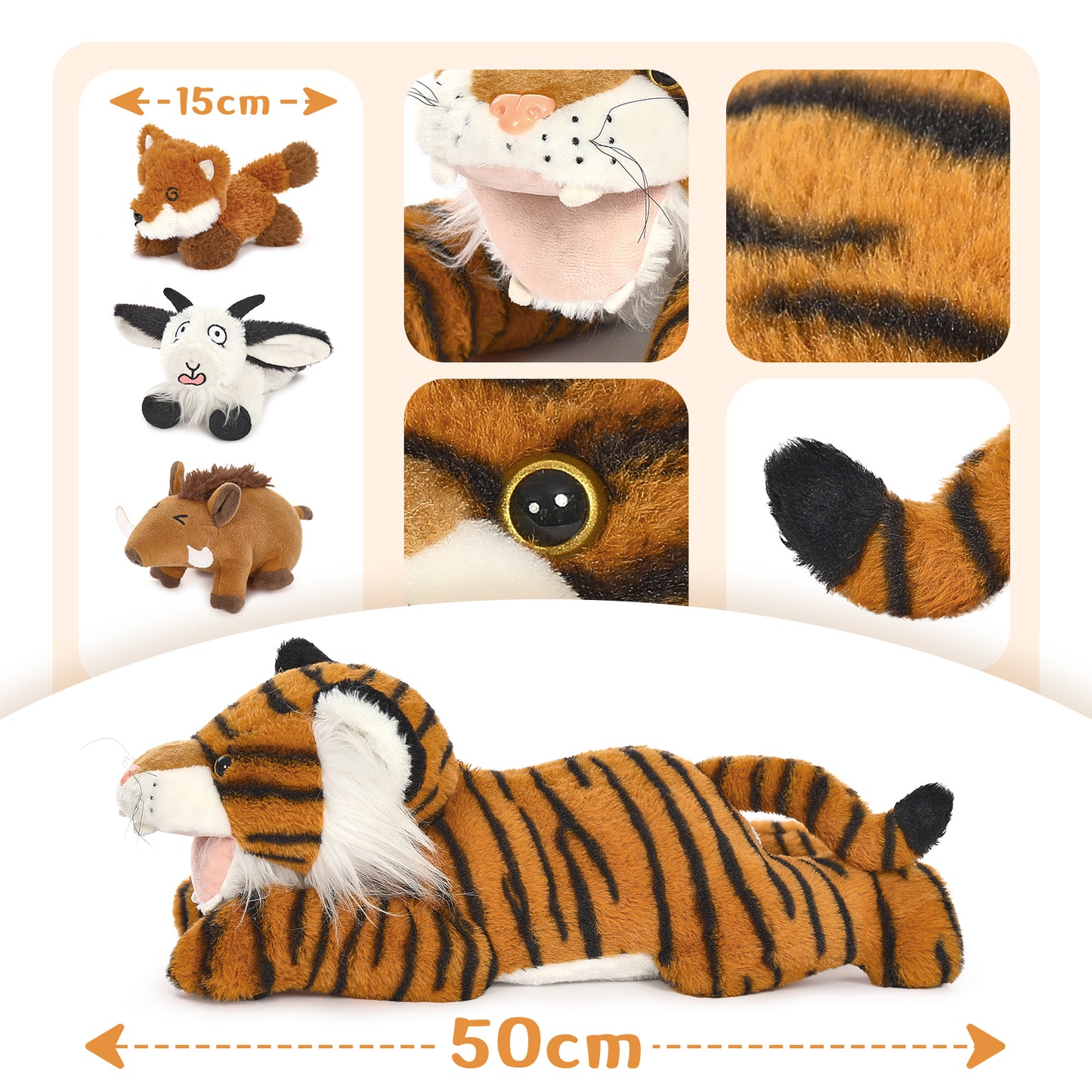 Tiger Plush Toys Jungle Stuffed Animals, 19.6 Inches - MorisMos Stuffed Animals - Free Shipping