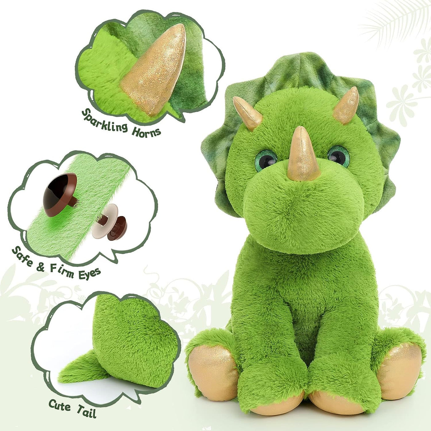 Triceratops Plush Toy Set, Green, 25 Inches