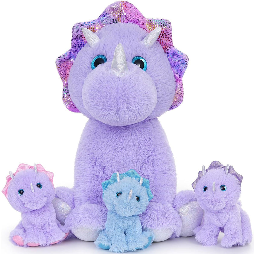 Triceratops Plush Toy Set, Purple, 20.5 Inches