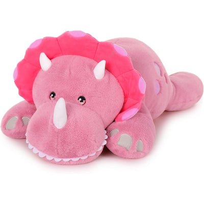 Triceratops Glow-in-the-dark Weighted Plush Toy, Pink, 31.5 Inches - MorisMos Stuffed Toys