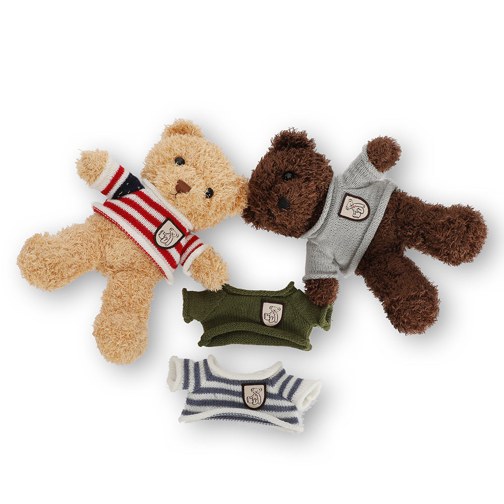 Two Teddy Bear Plushies with Four Sweaters, 11.8 Inches - MorisMos Stuffed Animals