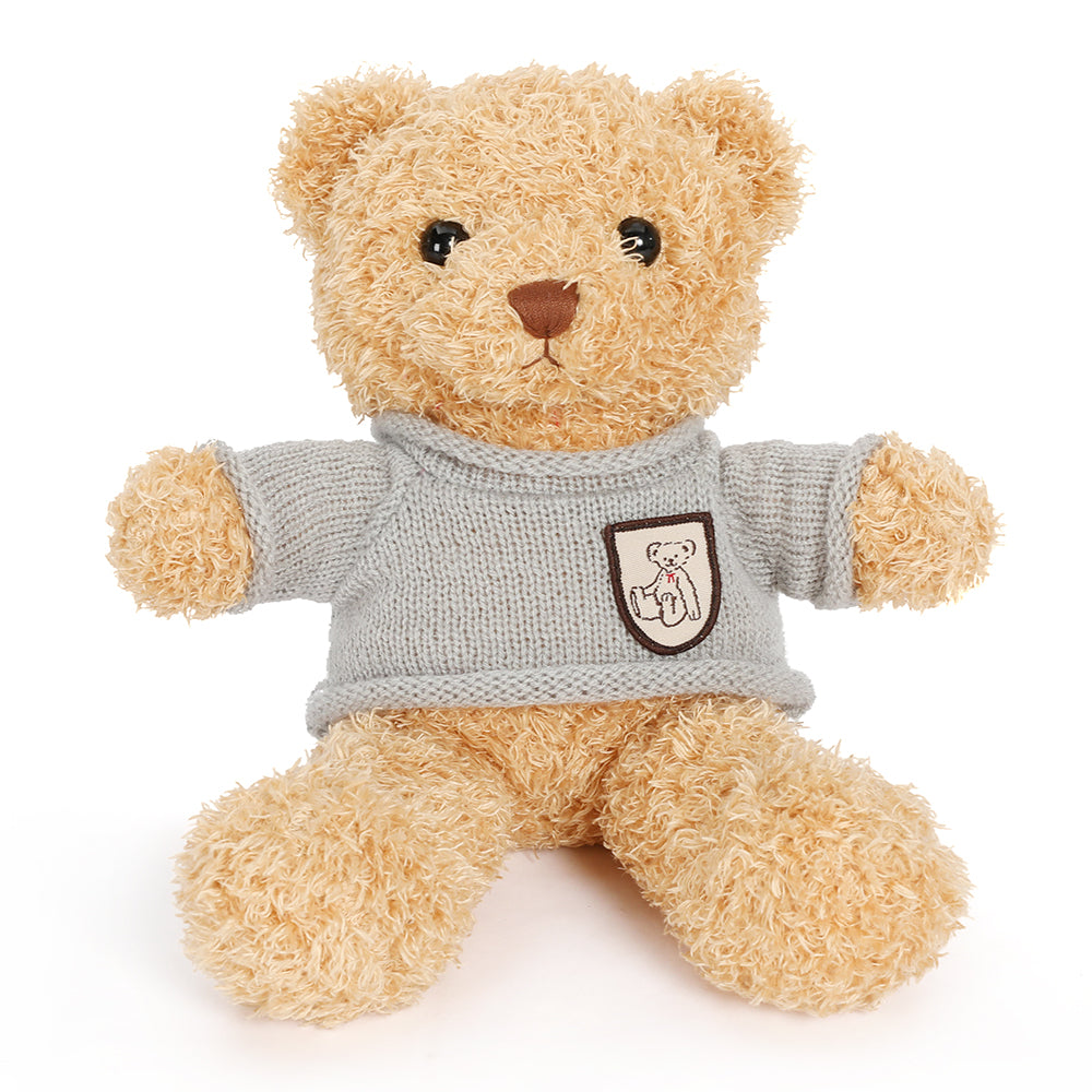Two Teddy Bear Plushies with Four Sweaters, 11.8 Inches