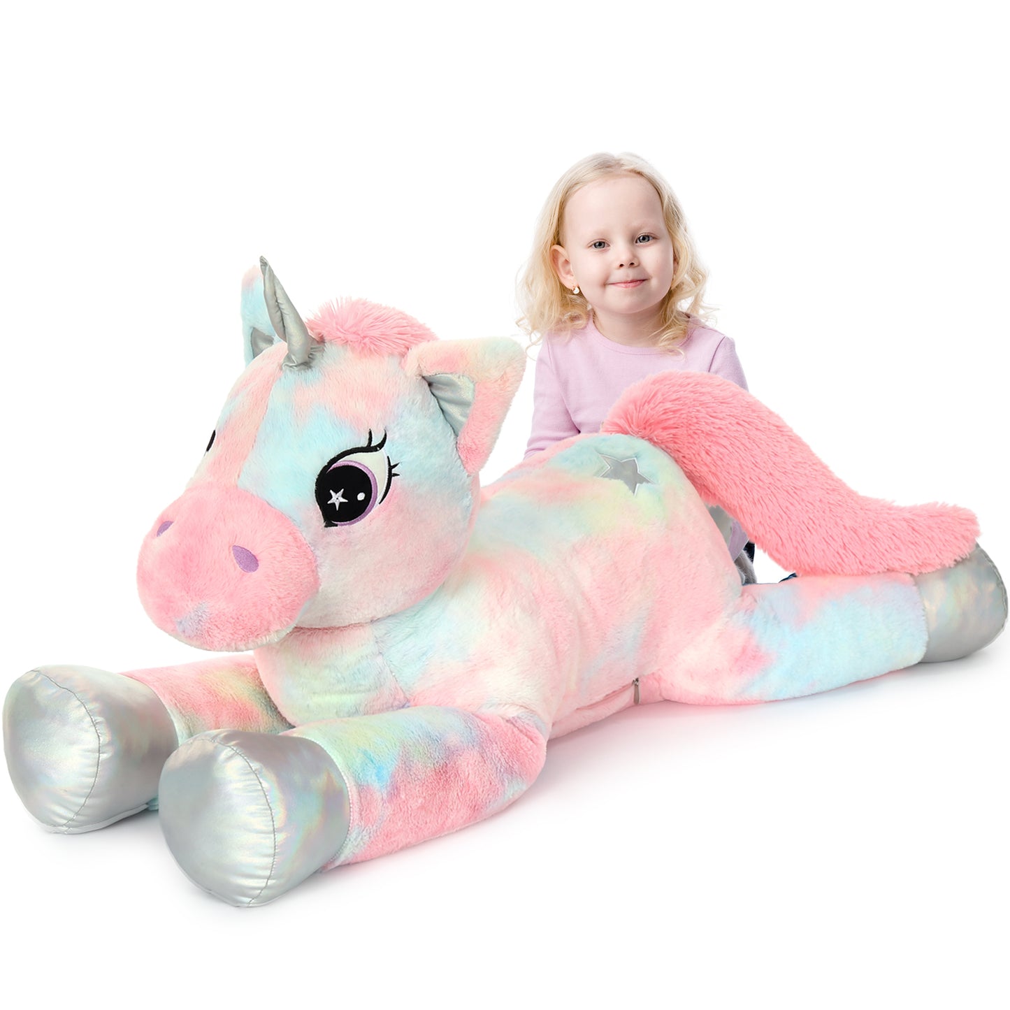 Big Colorful Unicorn Plush Toy, 43 Inches