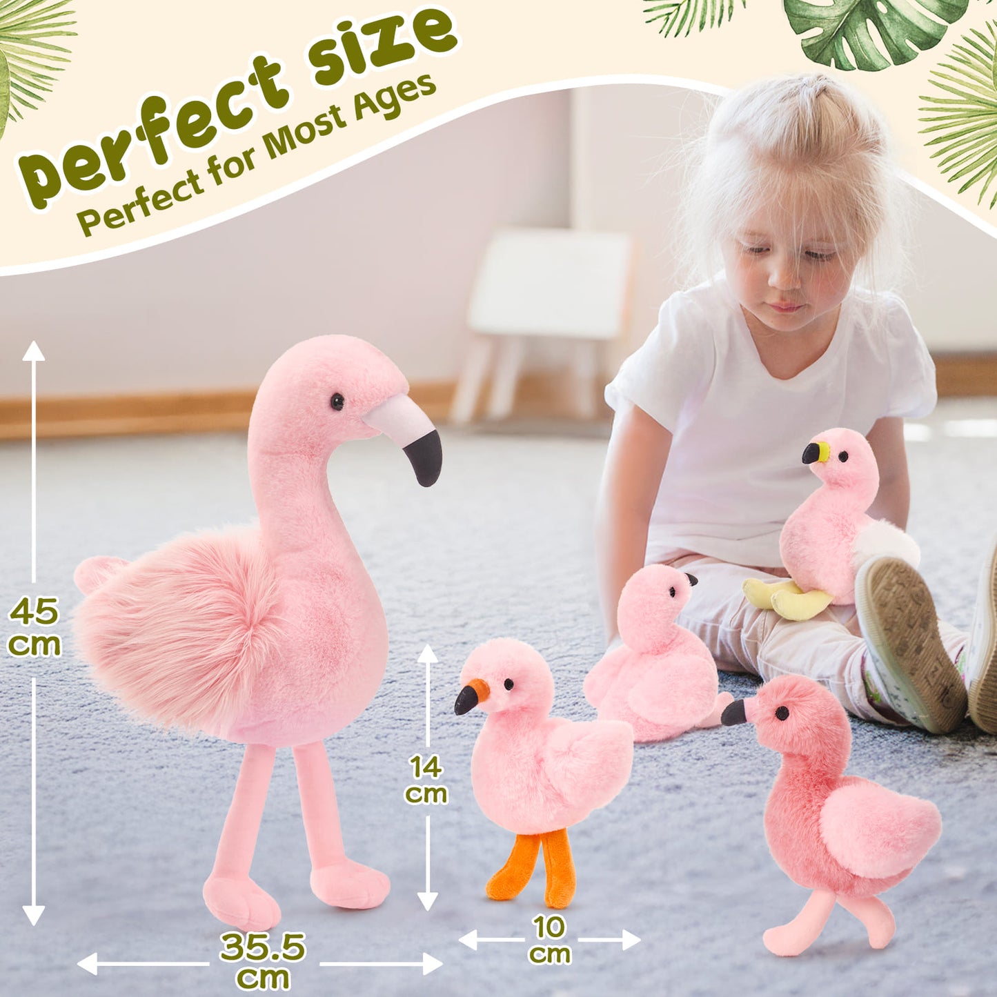 Flamingo-Stofftier-Spielzeugset, 18 Zoll