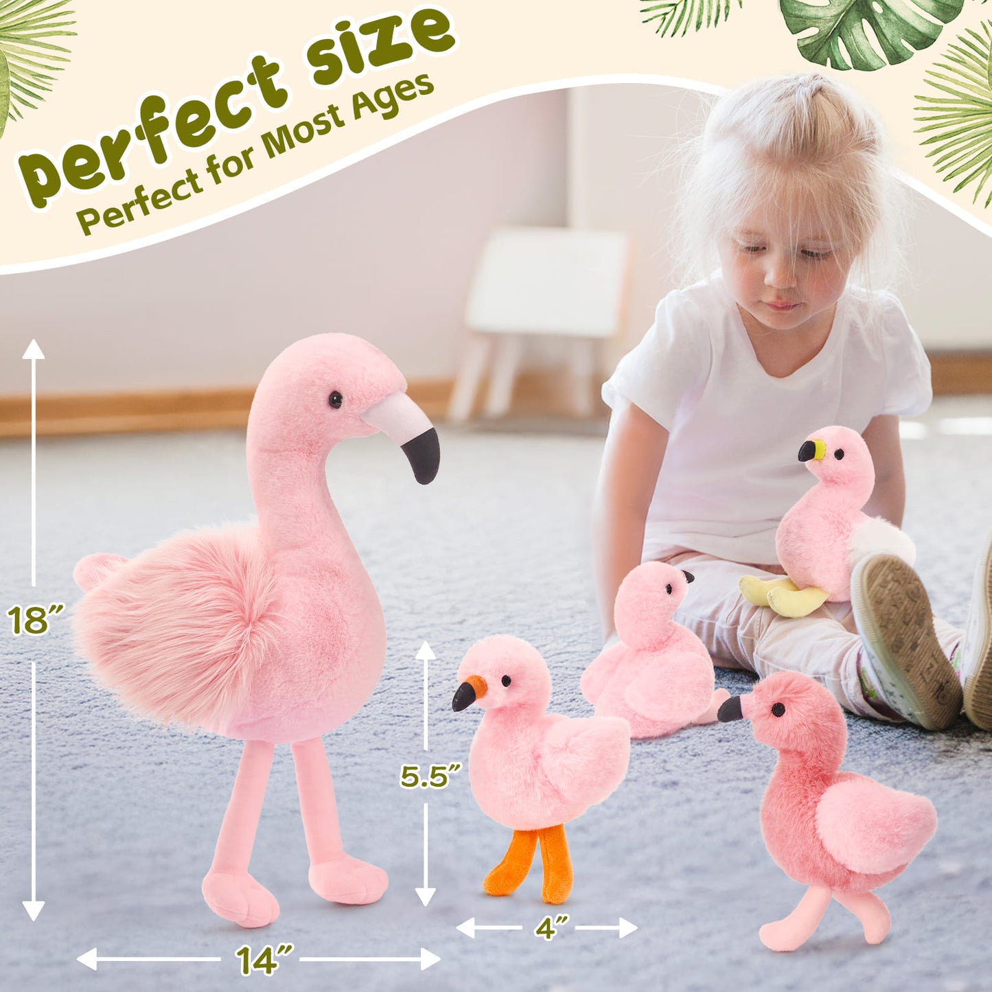 Flamingo Stuffed Animals Flamingo Plush Toys, Pink, 18 Inches - Flamingo Baby Stuffed Animals with Their Mom