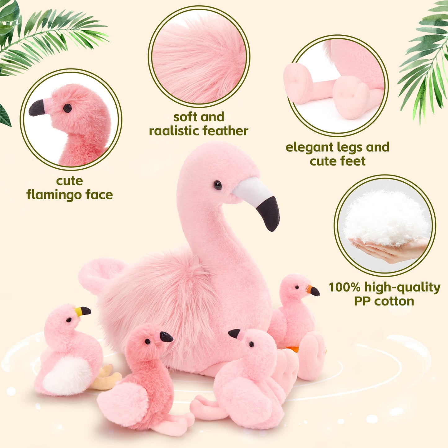 Flamingo Stuffed Animals Flamingo Plush Toys, Pink, 18 Inches - Flamingo Baby Stuffed Animals with Their Mom