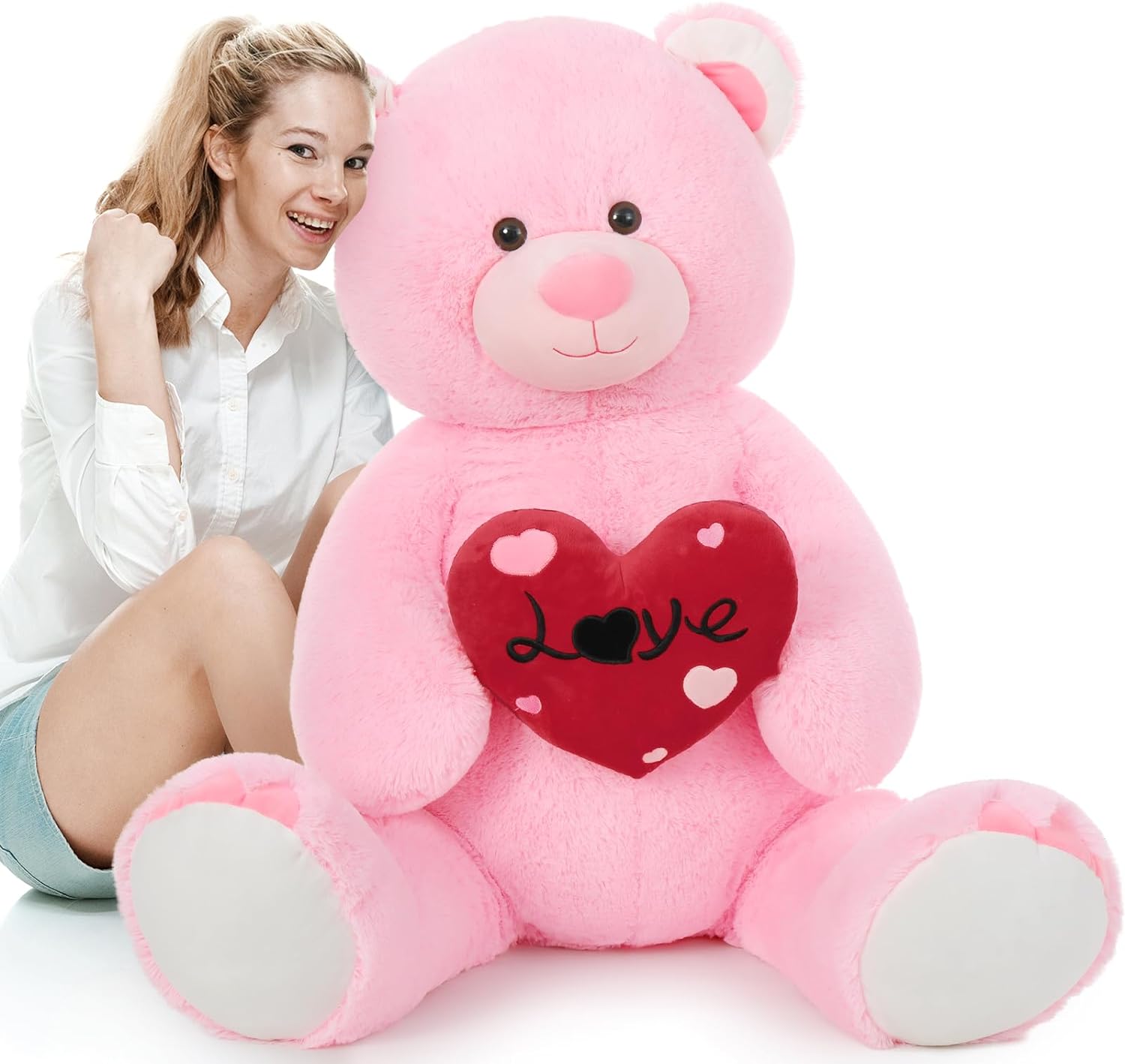 Valentine's Teddy Bear Plush Toy, Pink, 51 Inches