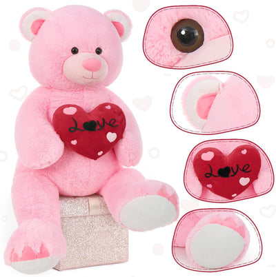 Valentine's Teddy Bear Plush Toy, Pink, 51 Inches - MorisMos Stuffed Toys