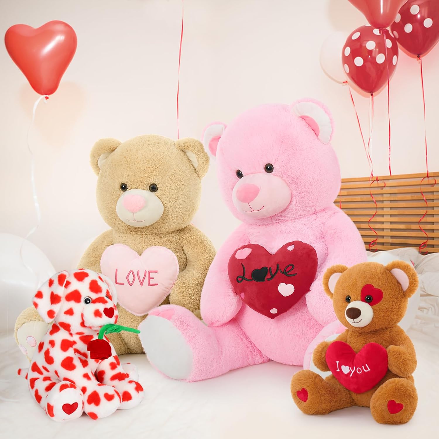Valentine's Teddy Bear Plush Toy, Pink, 51 Inches