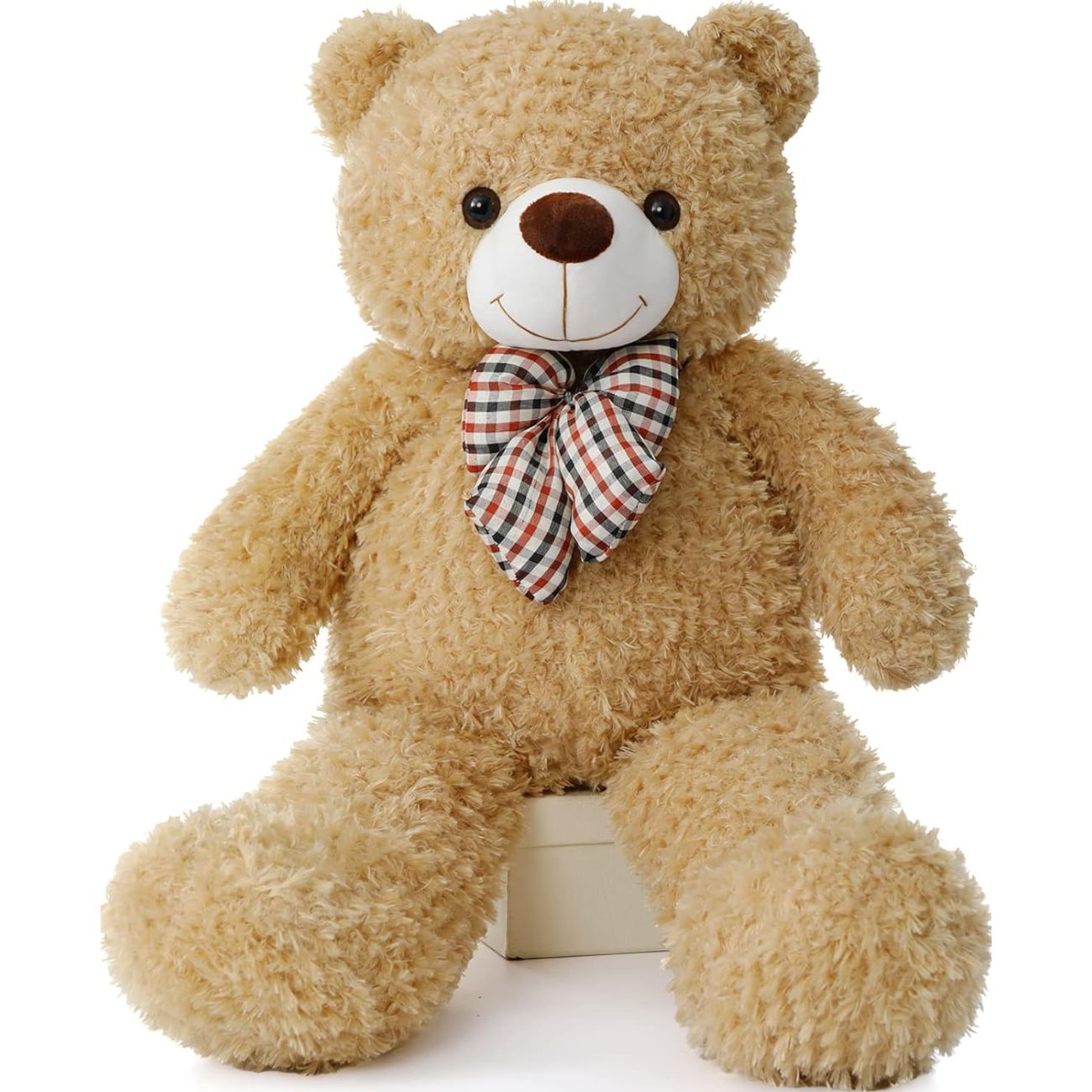 Peluche ours en peluche vintage, marron clair/blanc, 31,5/39 pouces