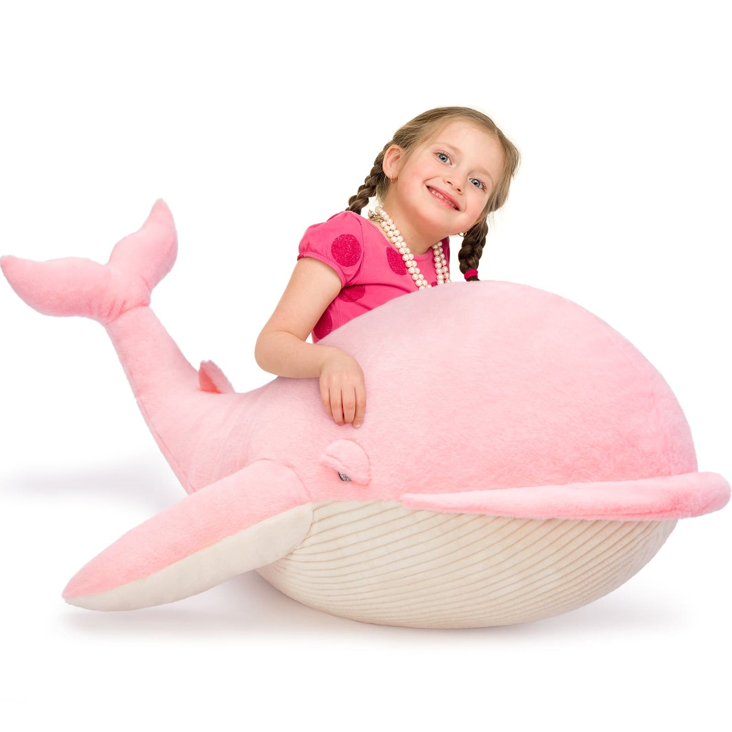 Big Whale Stuffed Animals, Pink, 47 Inches - MorisMos Ocean Animal Plush Toys - Free Shipping