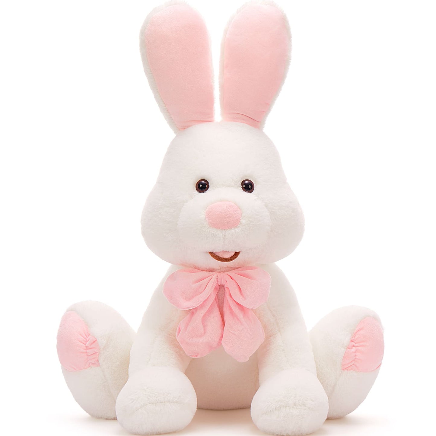 Cute Easter Bunny Plush Toys - Big White Rabbit Stuffed Animals with A Pink Bow - Easter Gift for Kids Teens Adults - Cute Cartoon Bunny Plush Pillows 31 Inches - Birthday Gift for Friends - Bunny Plush Dolls - MorisMos Stuffed Animals