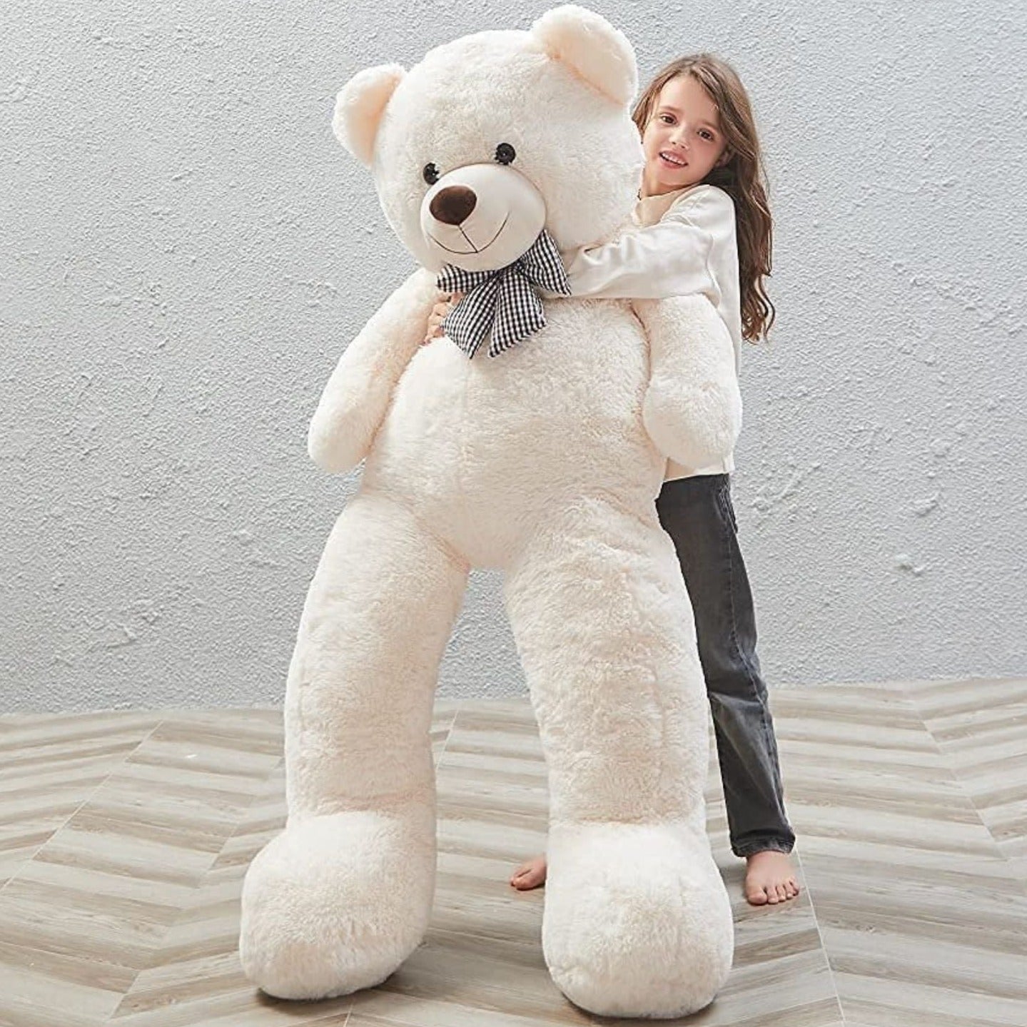 Huge Beige Teddy Bear Plush Toys - White Teddy Bear Stuffed Animals - Massive Valentine's Day Teddy Bears&Gifts - Soft Cuddly Smiling Face Big Teddy Bear Plush Gift for Girlfriend/Boyfriend - Teddy Bear Plush Dolls for Birthday/Baby Shower/Christmas