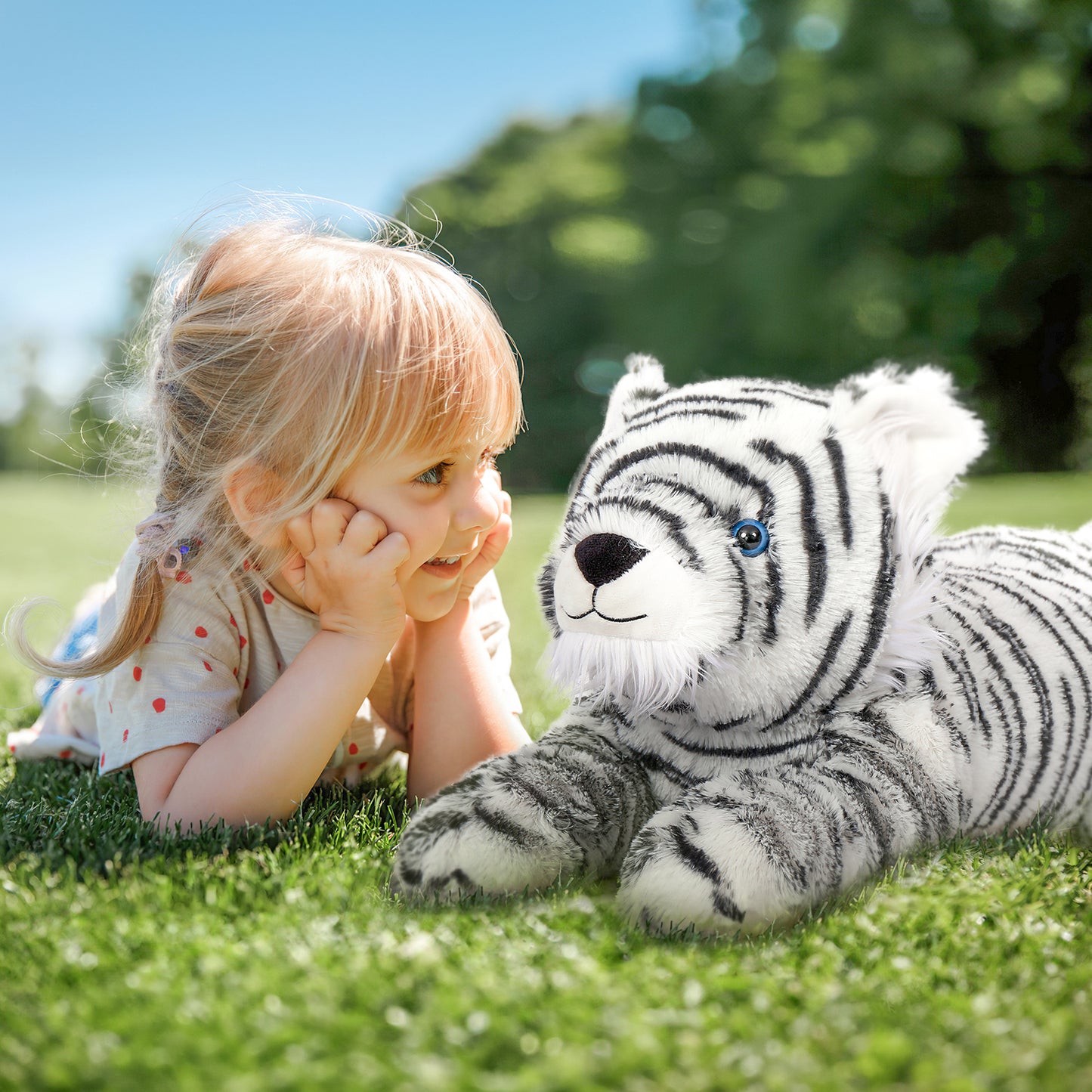 White Tiger Stuffed Animal, 22 Inches - MorisMos Jungle Plush Toys