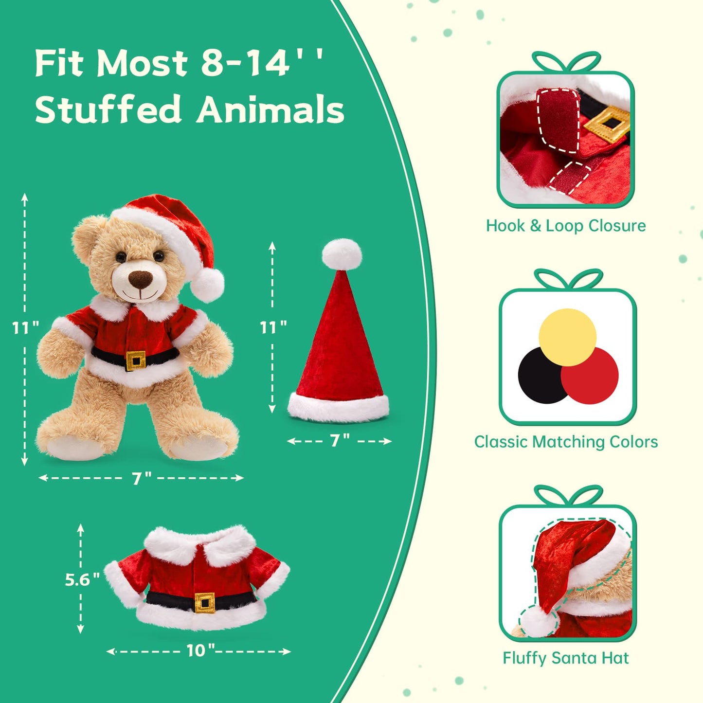 Ten Piece Bulk Christmas Teddy Bear Plushies, 11 Inches