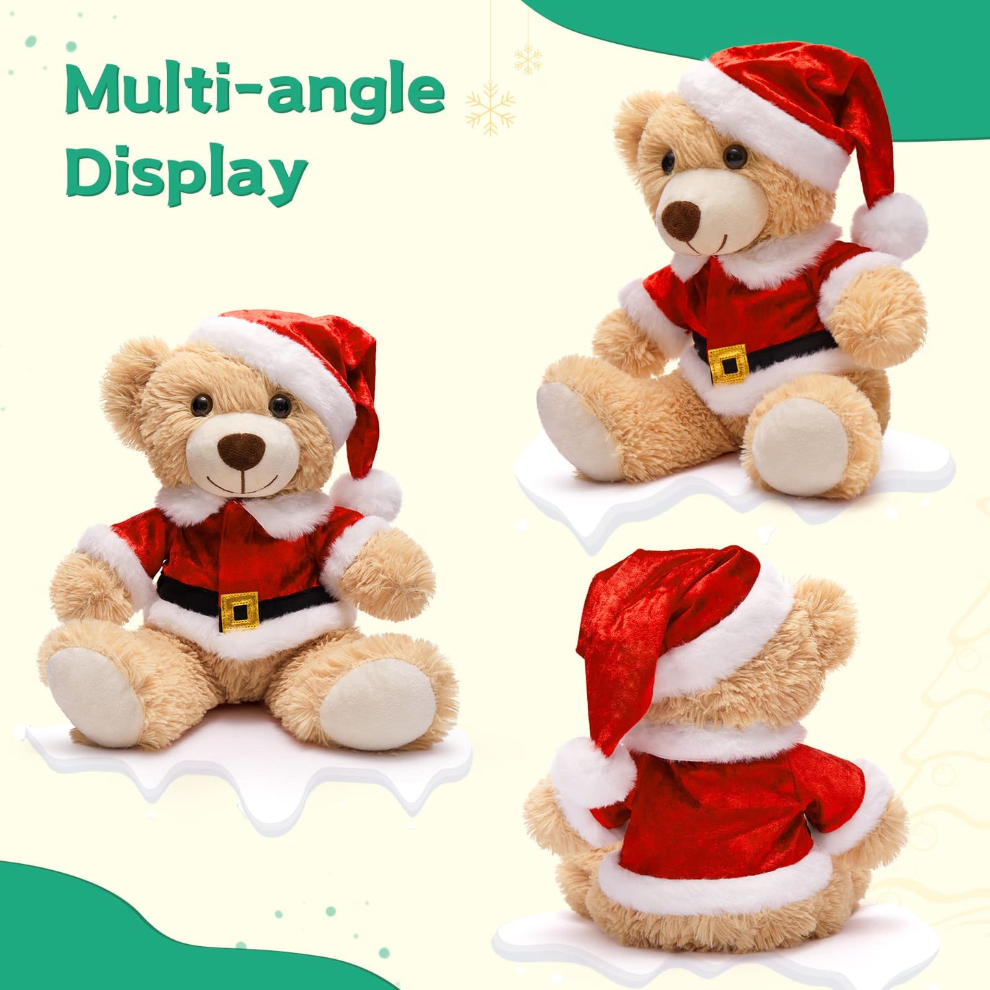 Ten Piece Bulk Christmas Teddy Bear Plushies, 11 Inches