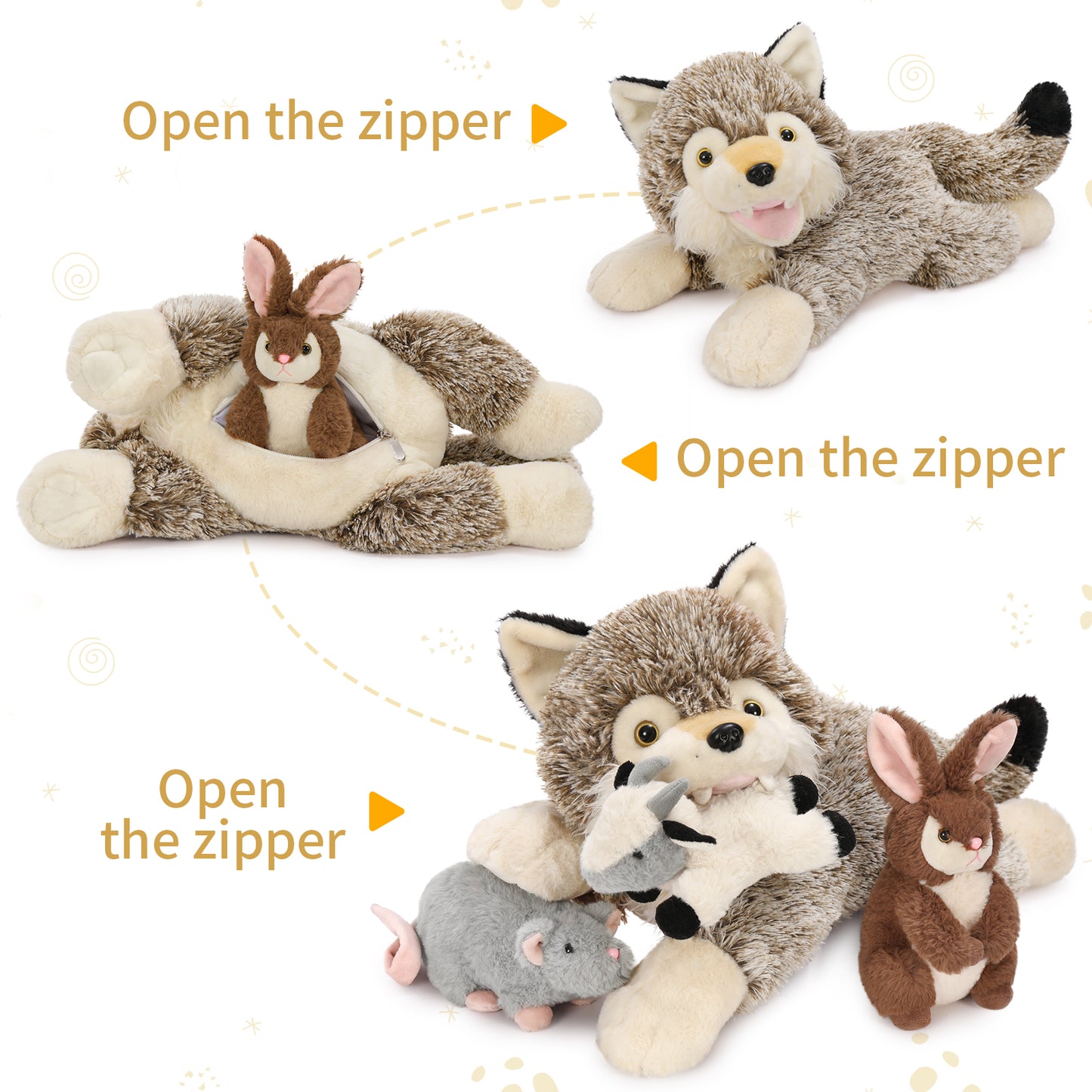 Wolf Stuffed Animals Jungle Plush Toy Set, 19 Inches - MorisMos Stuffed Animals - Free Shipping