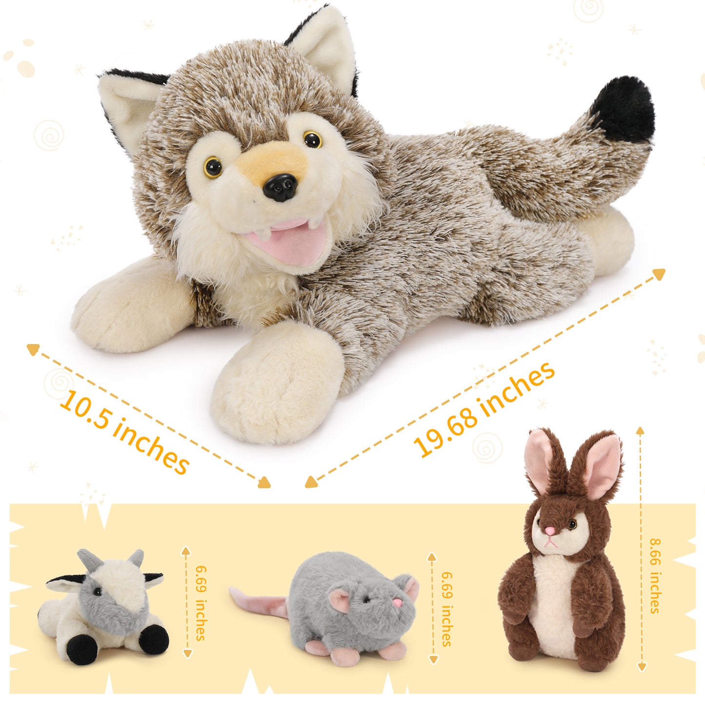 Wolf Stuffed Animals Jungle Plush Toy Set, 19 Inches - MorisMos Stuffed Animals - Free Shipping